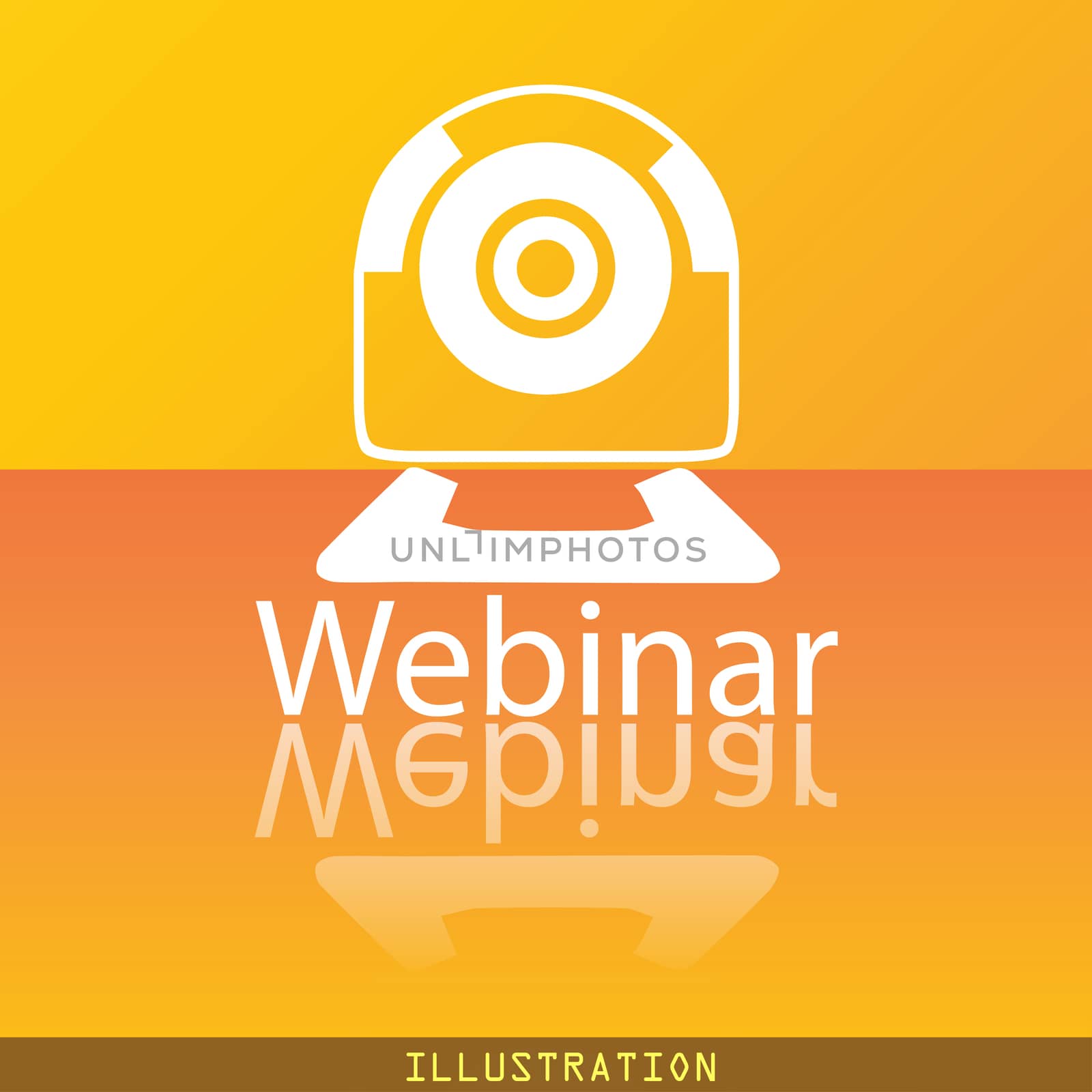 Webinar web camera icon symbol Flat modern web design with reflection and space for your text. illustration. Raster version