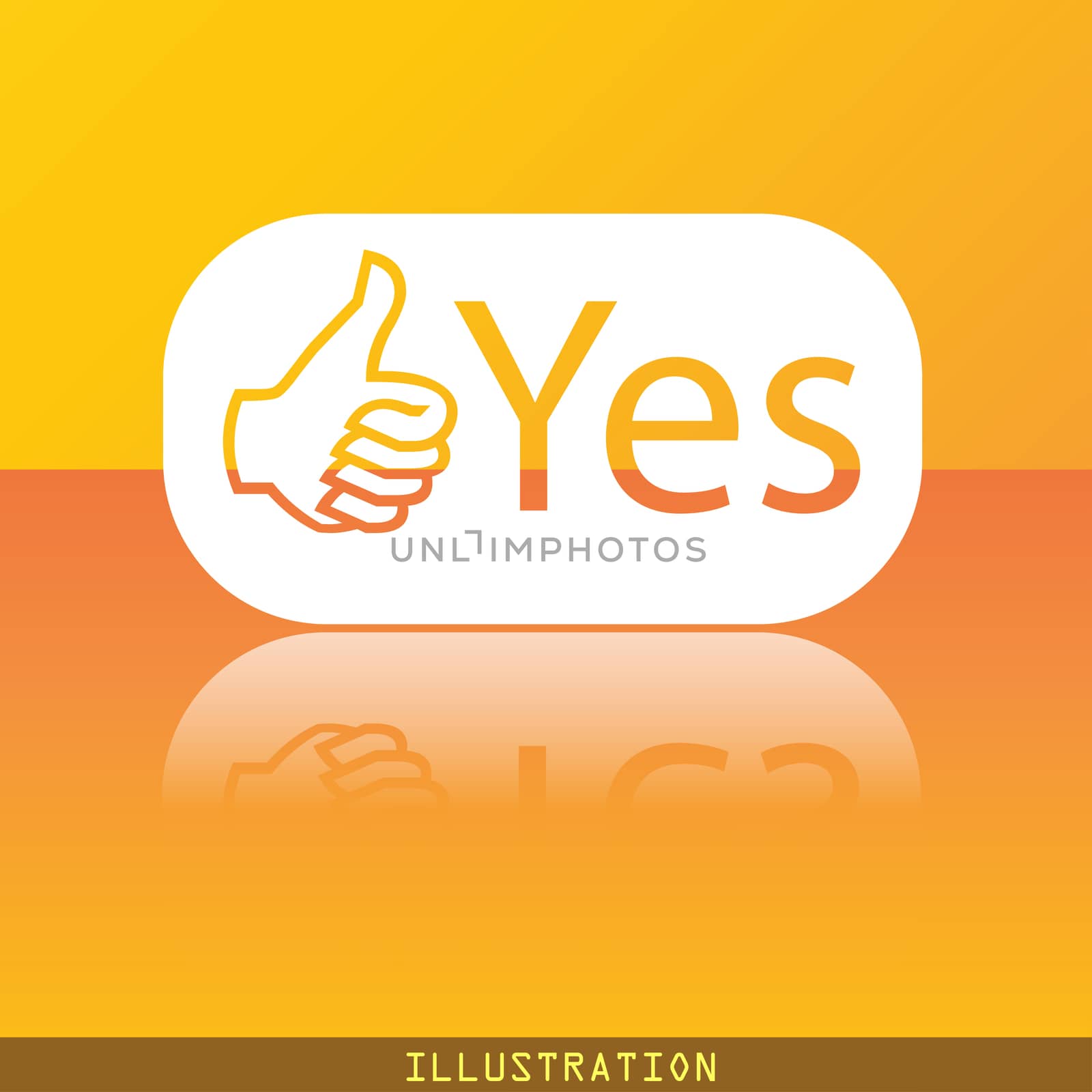 Yes icon symbol Flat modern web design with reflection and space for your text. illustration. Raster version