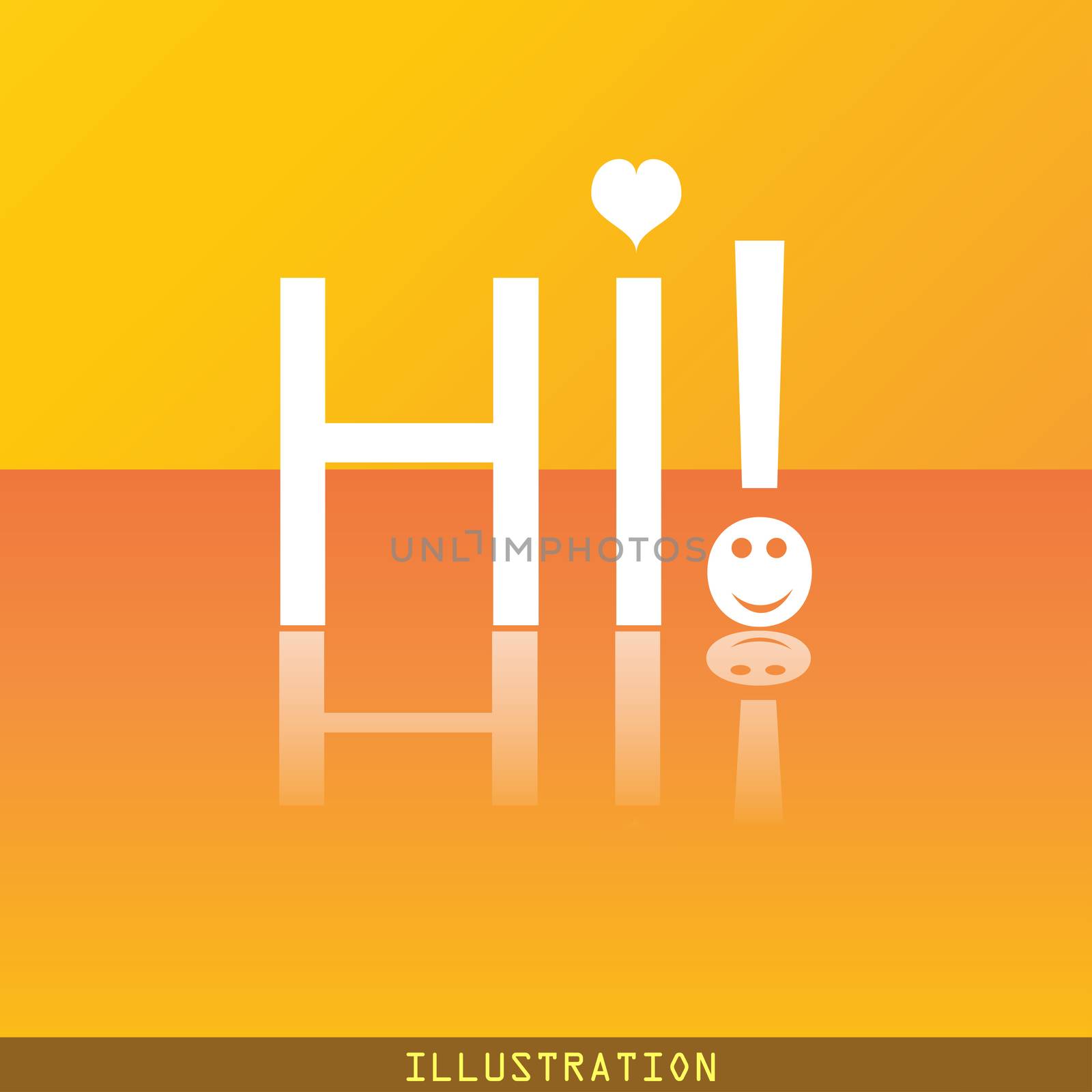 HI icon symbol Flat modern web design with reflection and space for your text. illustration. Raster version