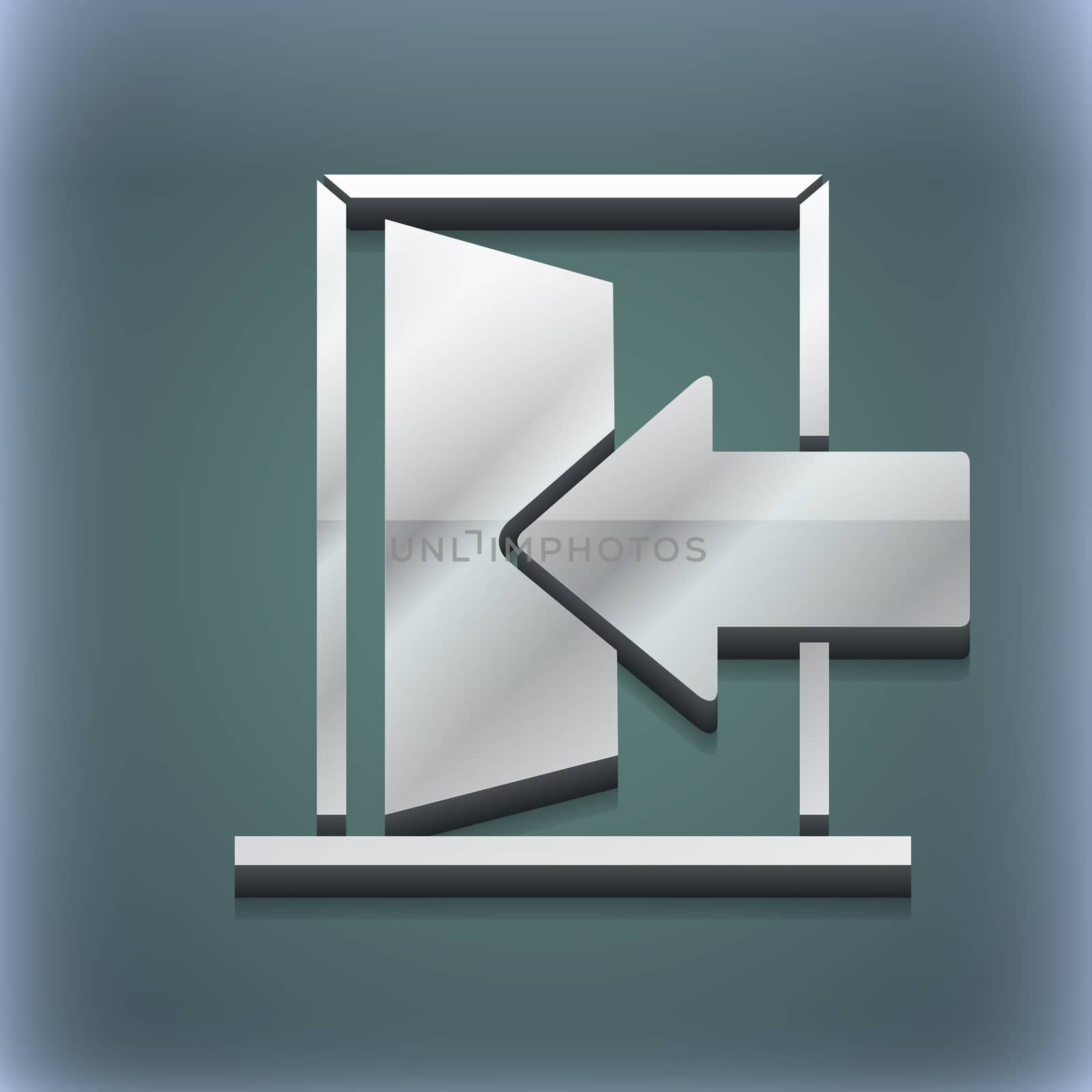 Door, Enter or exit icon symbol. 3D style. Trendy, modern design with space for your text . Raster by serhii_lohvyniuk