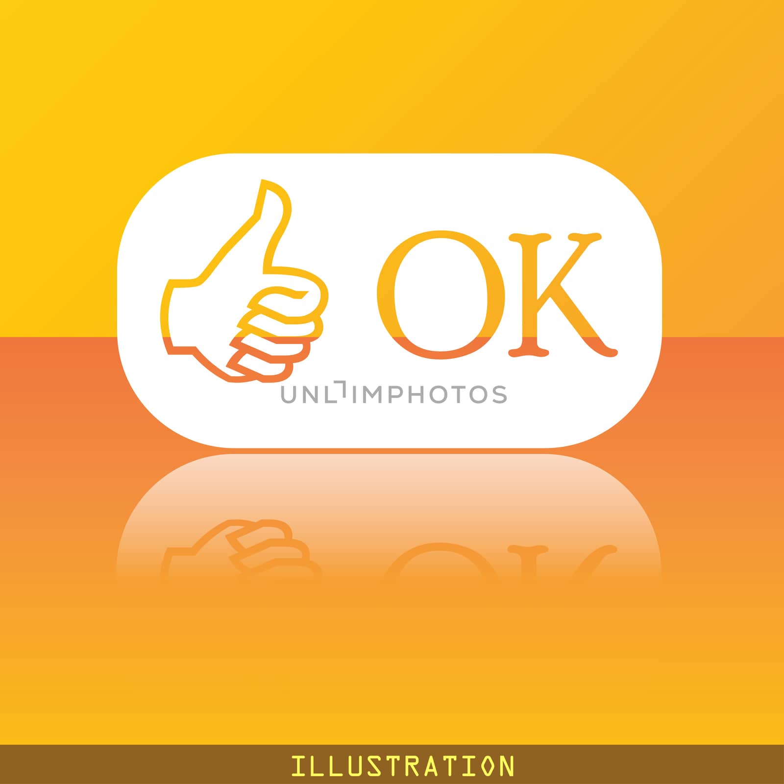 OK icon symbol Flat modern web design with reflection and space for your text. illustration. Raster version