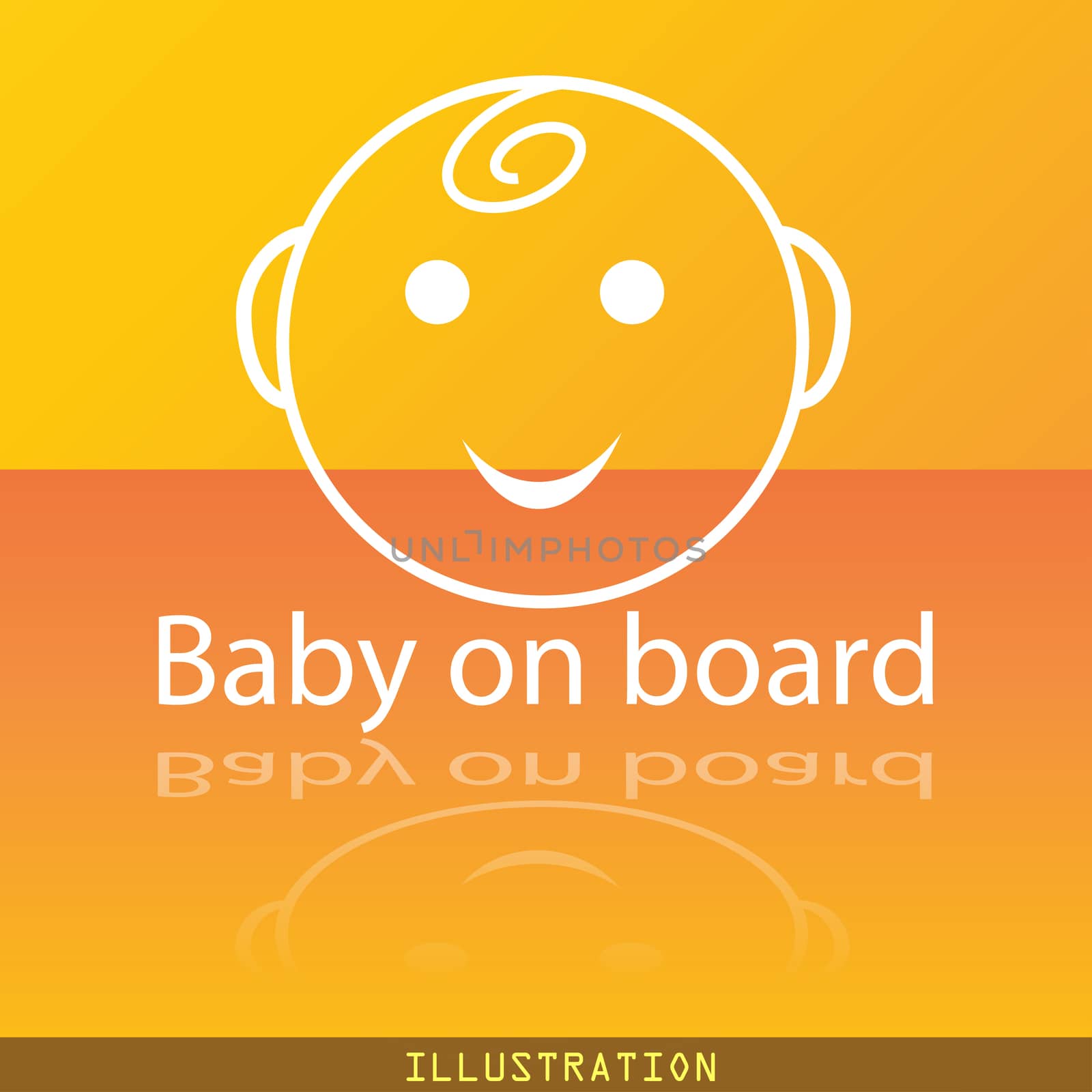 Baby on board icon symbol Flat modern web design with reflection and space for your text. . Raster by serhii_lohvyniuk