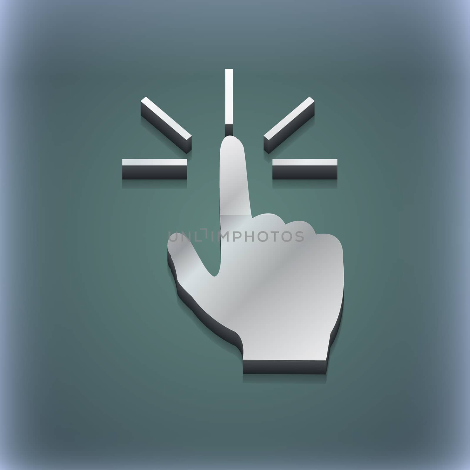 Click here hand icon symbol. 3D style. Trendy, modern design with space for your text . Raster by serhii_lohvyniuk