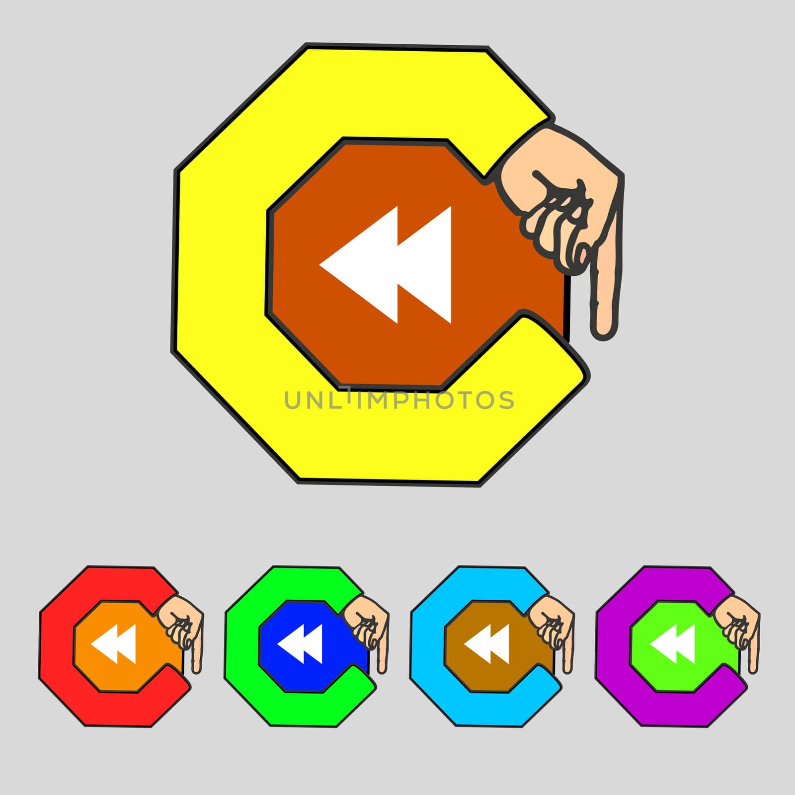 multimedia sign icon. Player navigation symbol. Set colour buttons.  by serhii_lohvyniuk