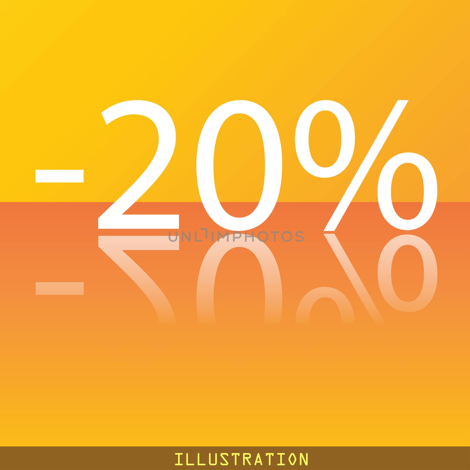 20 percent discount icon symbol Flat modern web design with reflection and space for your text. illustration. Raster version