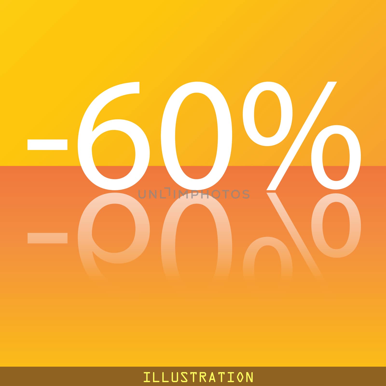 60 percent discount icon symbol Flat modern web design with reflection and space for your text. illustration. Raster version