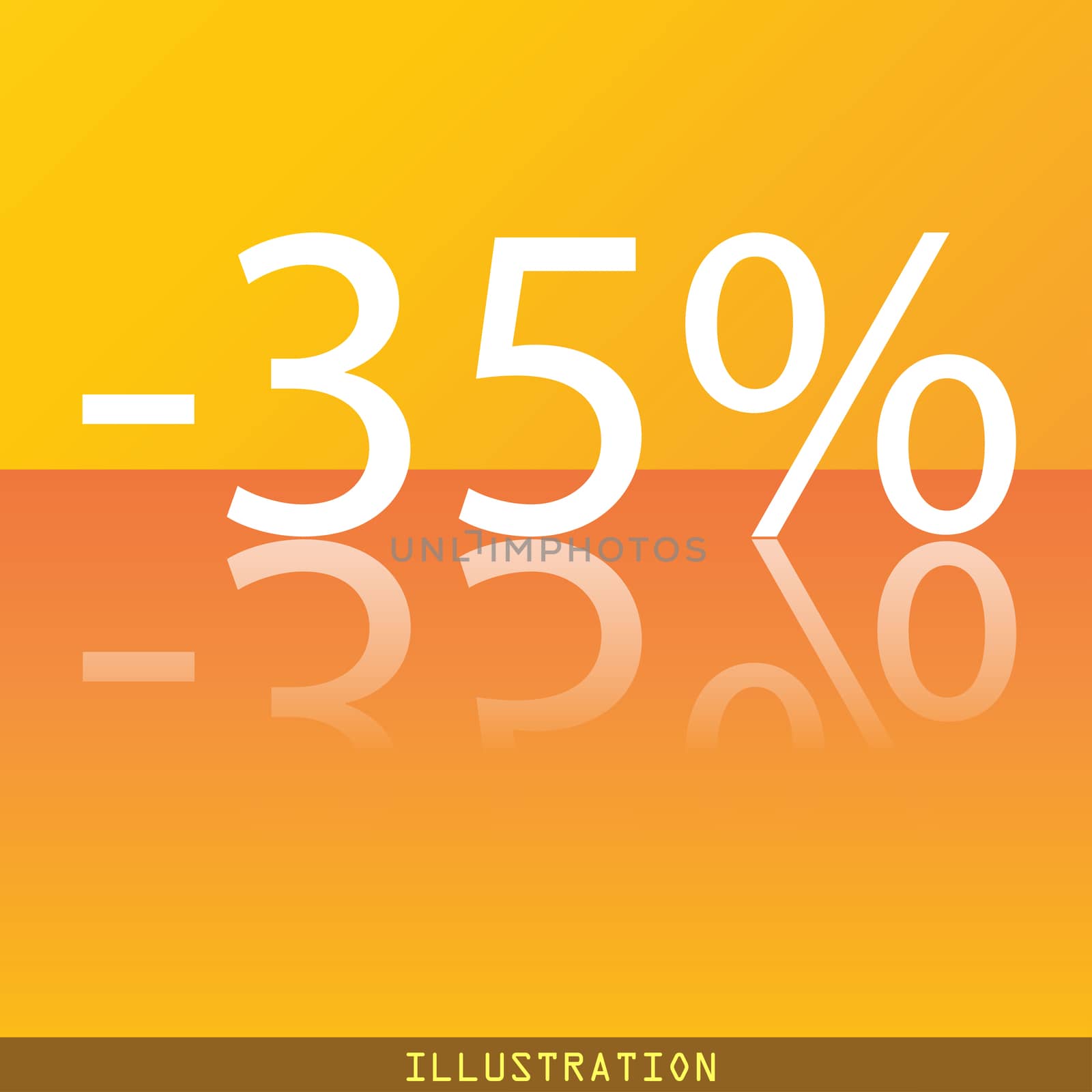 35 percent discount icon symbol Flat modern web design with reflection and space for your text. illustration. Raster version