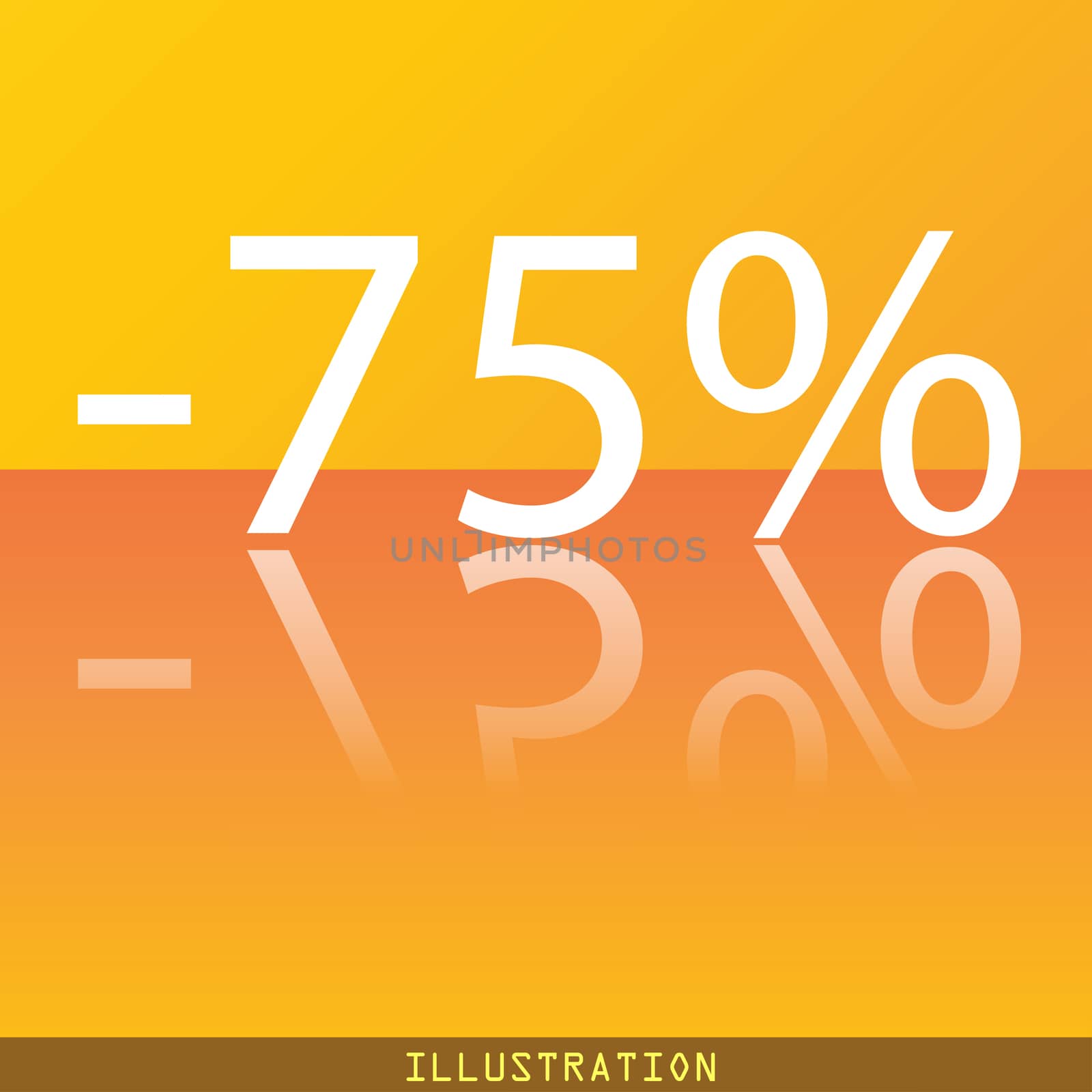 75 percent discount icon symbol Flat modern web design with reflection and space for your text. illustration. Raster version