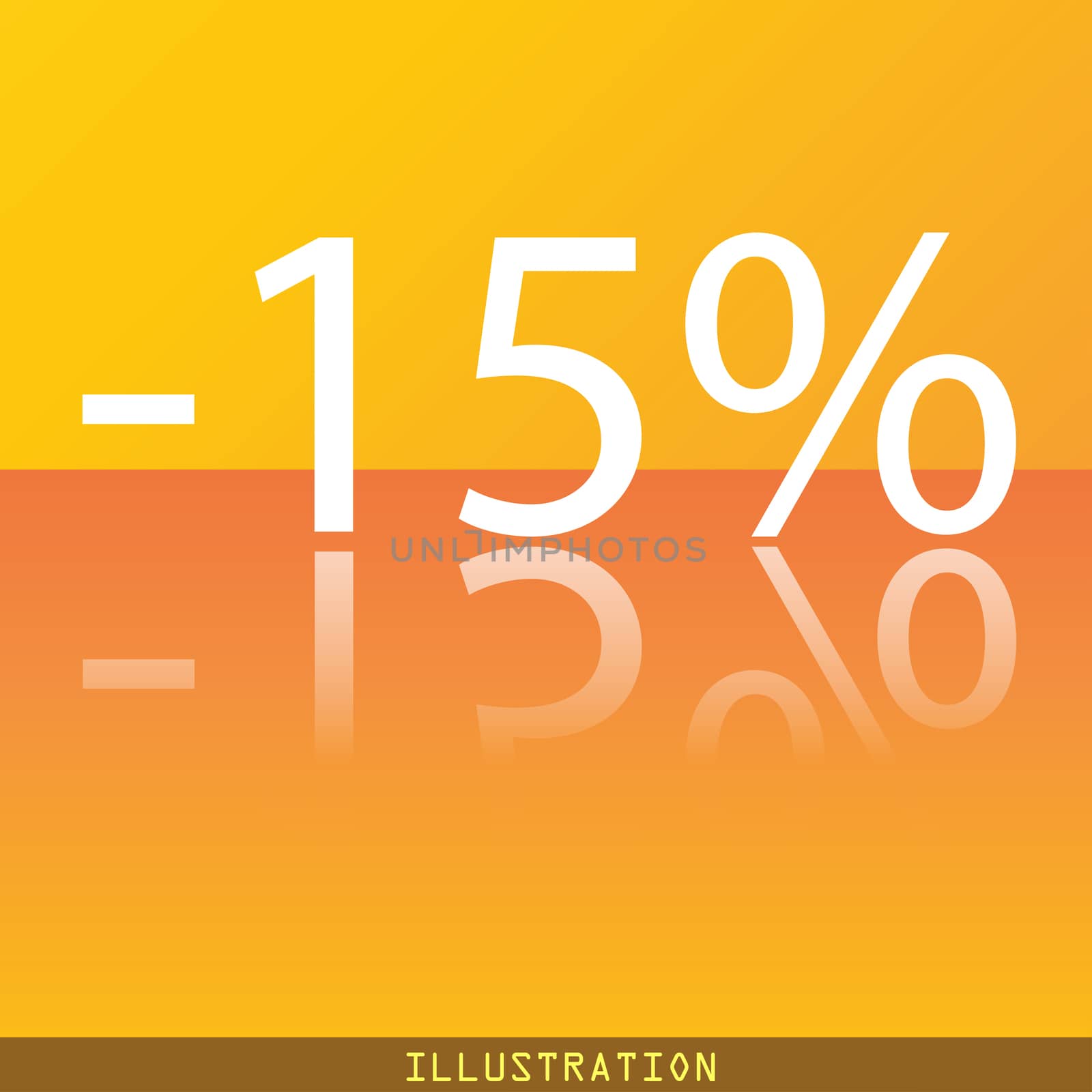15 percent discount icon symbol Flat modern web design with reflection and space for your text. . Raster by serhii_lohvyniuk