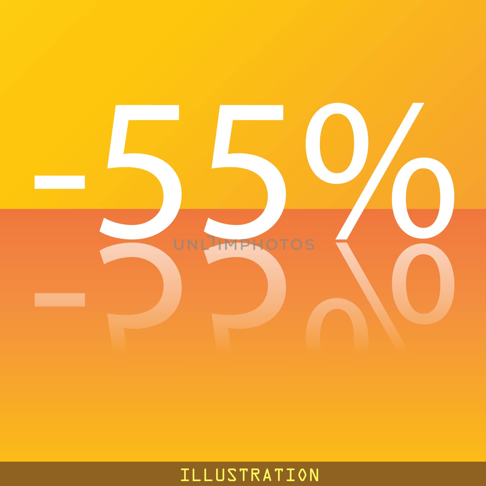 55 percent discount icon symbol Flat modern web design with reflection and space for your text. illustration. Raster version