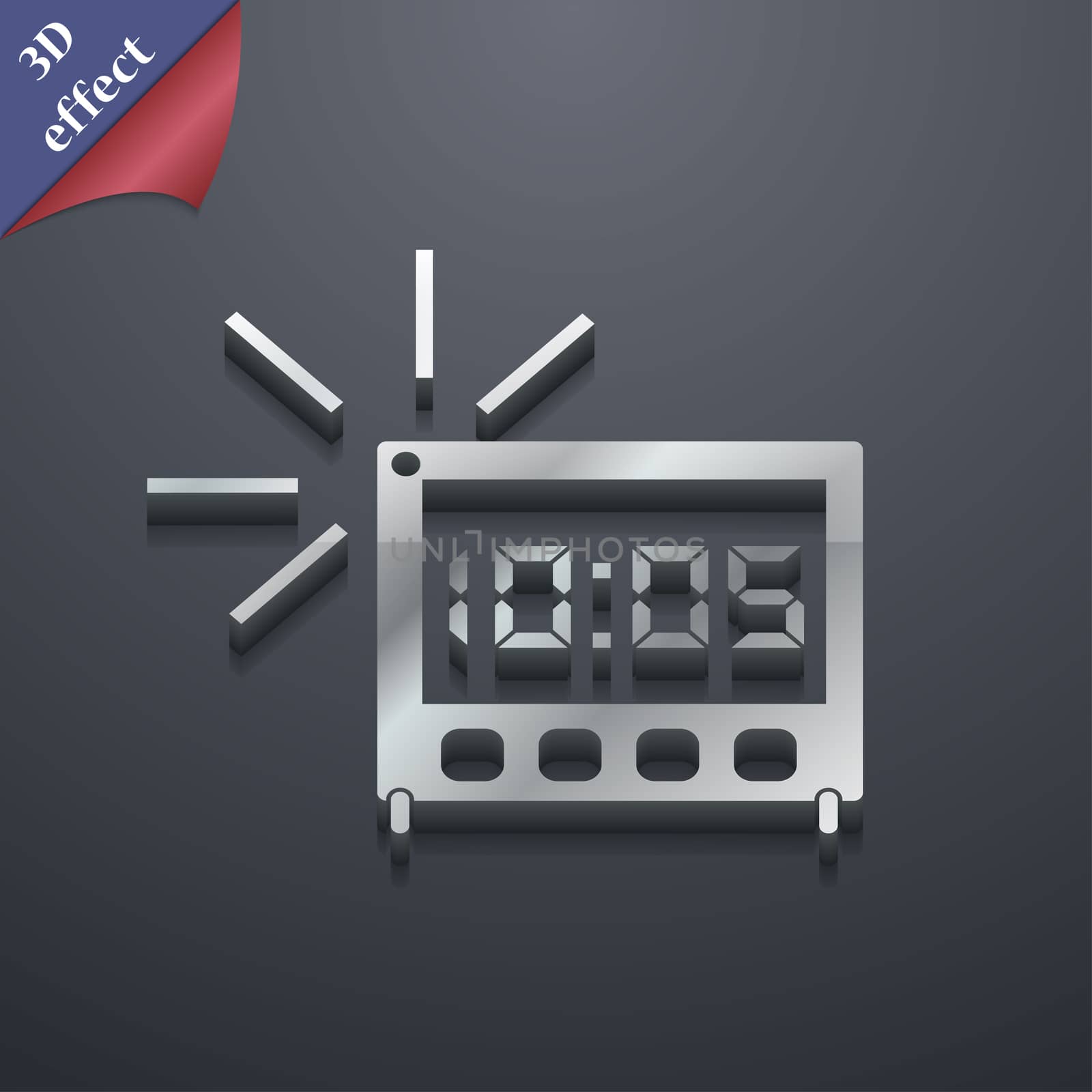 digital Alarm Clock icon symbol. 3D style. Trendy, modern design with space for your text illustration. Rastrized copy