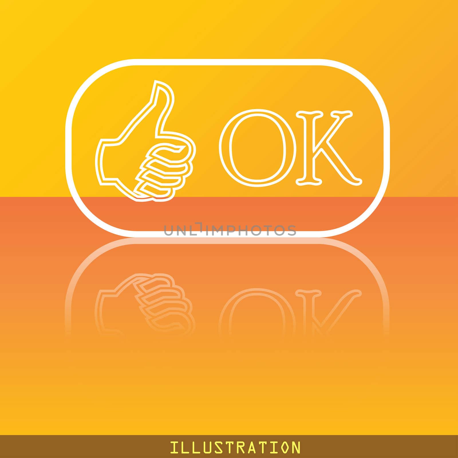 OK icon symbol Flat modern web design with reflection and space for your text. illustration. Raster version