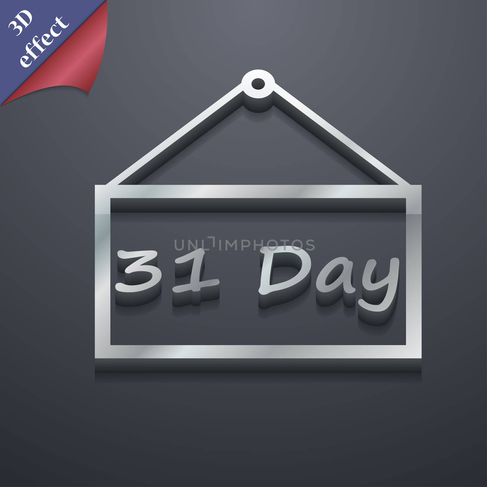 Calendar day, 31 days icon symbol. 3D style. Trendy, modern design with space for your text illustration. Rastrized copy
