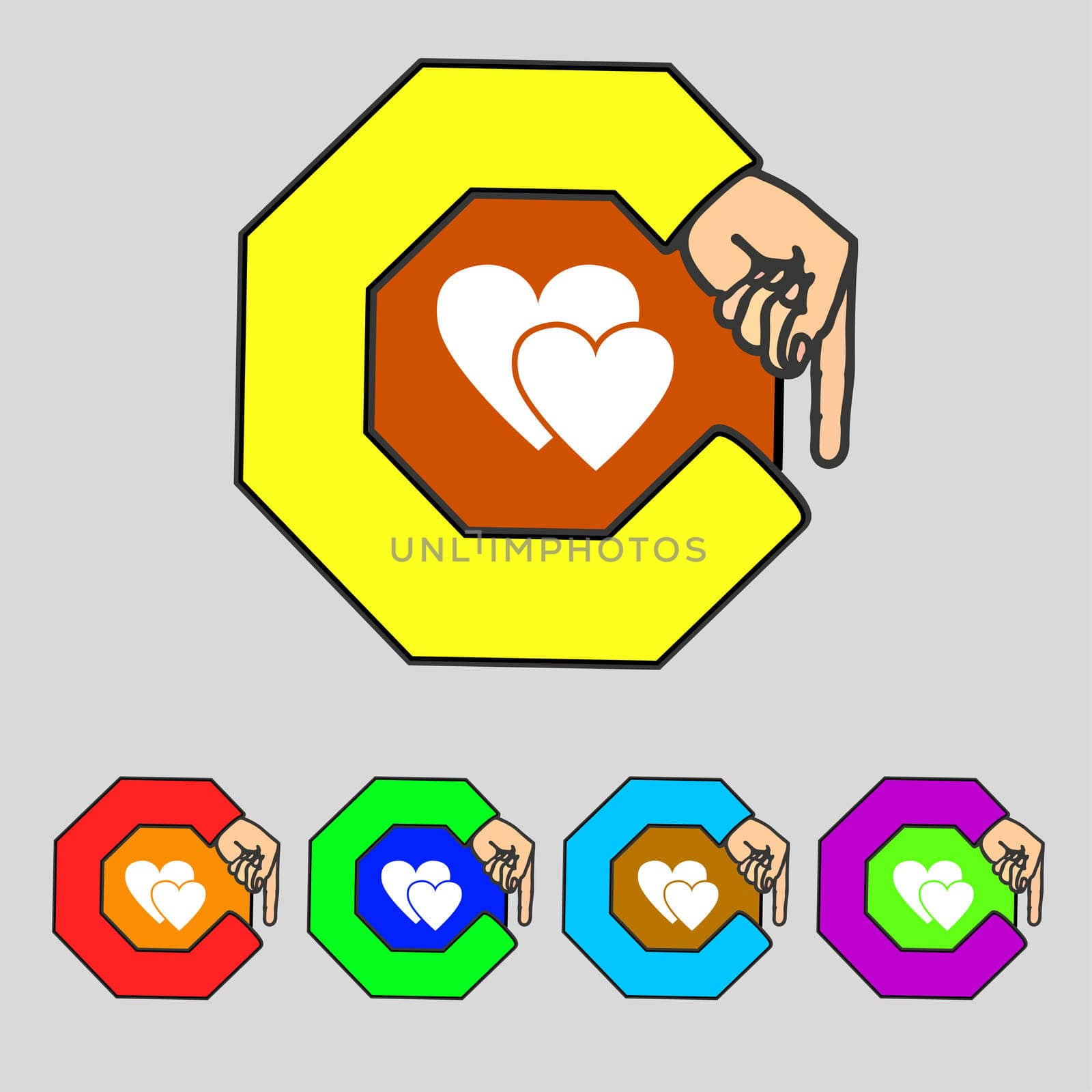Heart sign icon. Love symbol. Set colur buttons.  by serhii_lohvyniuk