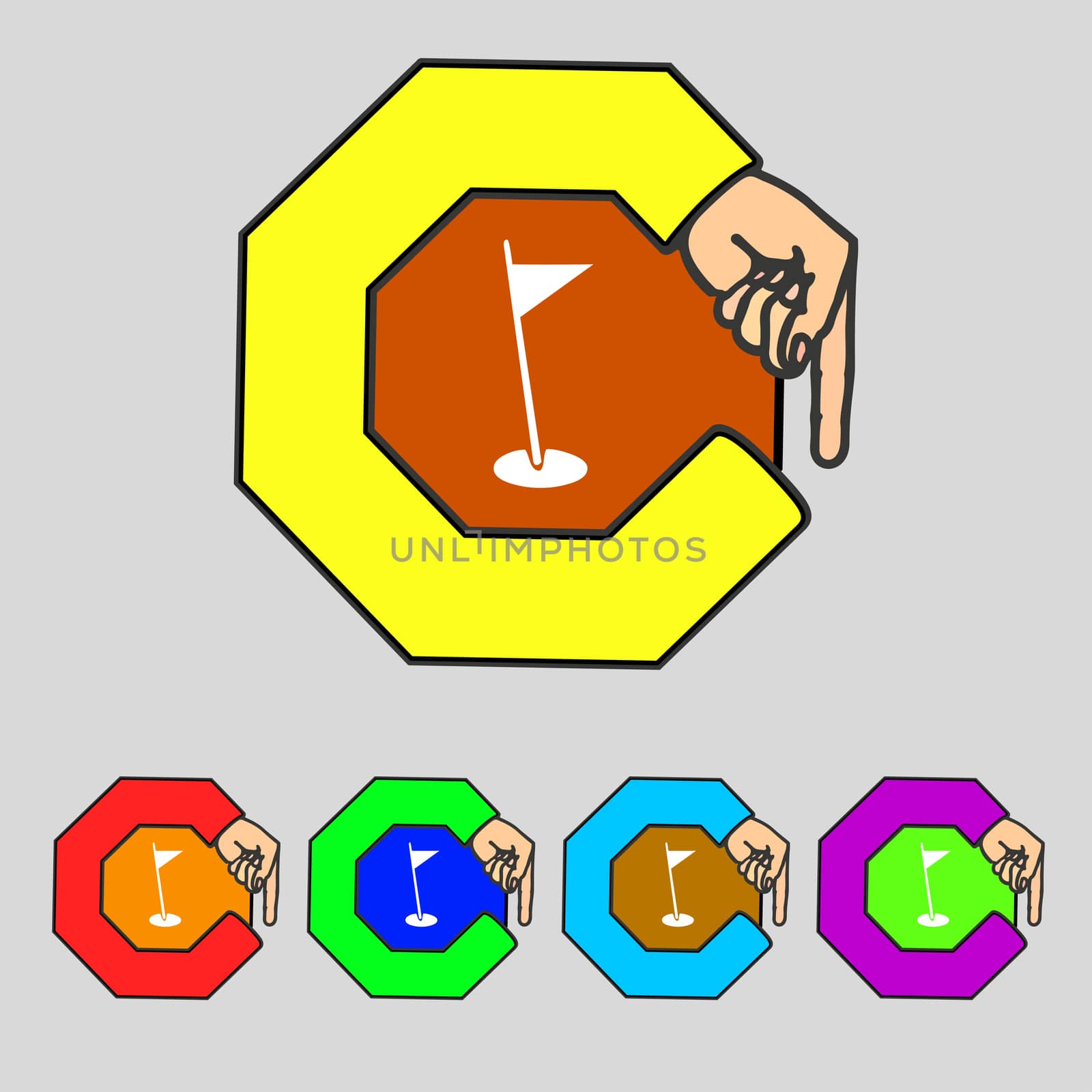 flag hole sign icon. Sport symbol. Set colour buttons. illustration