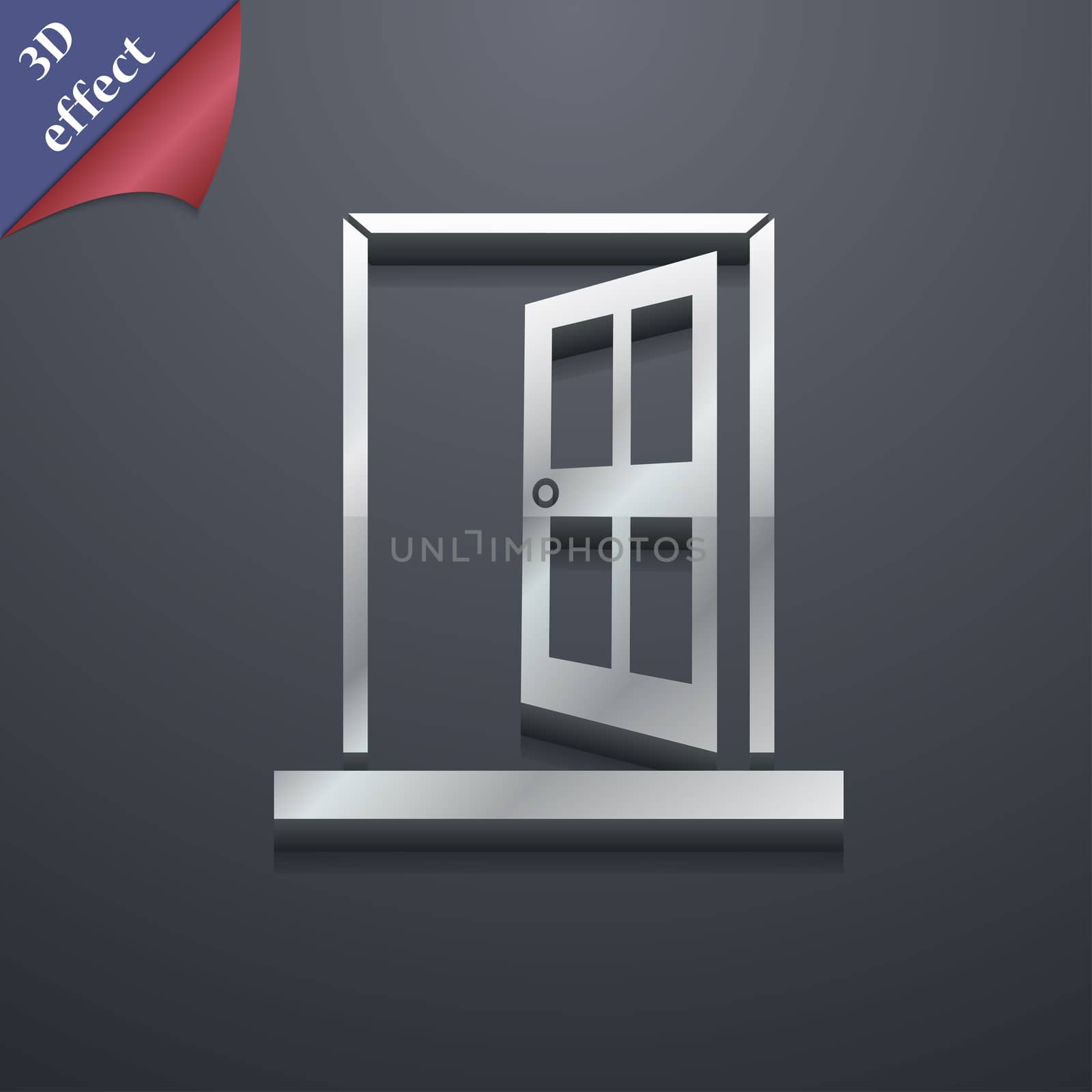 Door, Enter or exit icon symbol. 3D style. Trendy, modern design with space for your text illustration. Rastrized copy