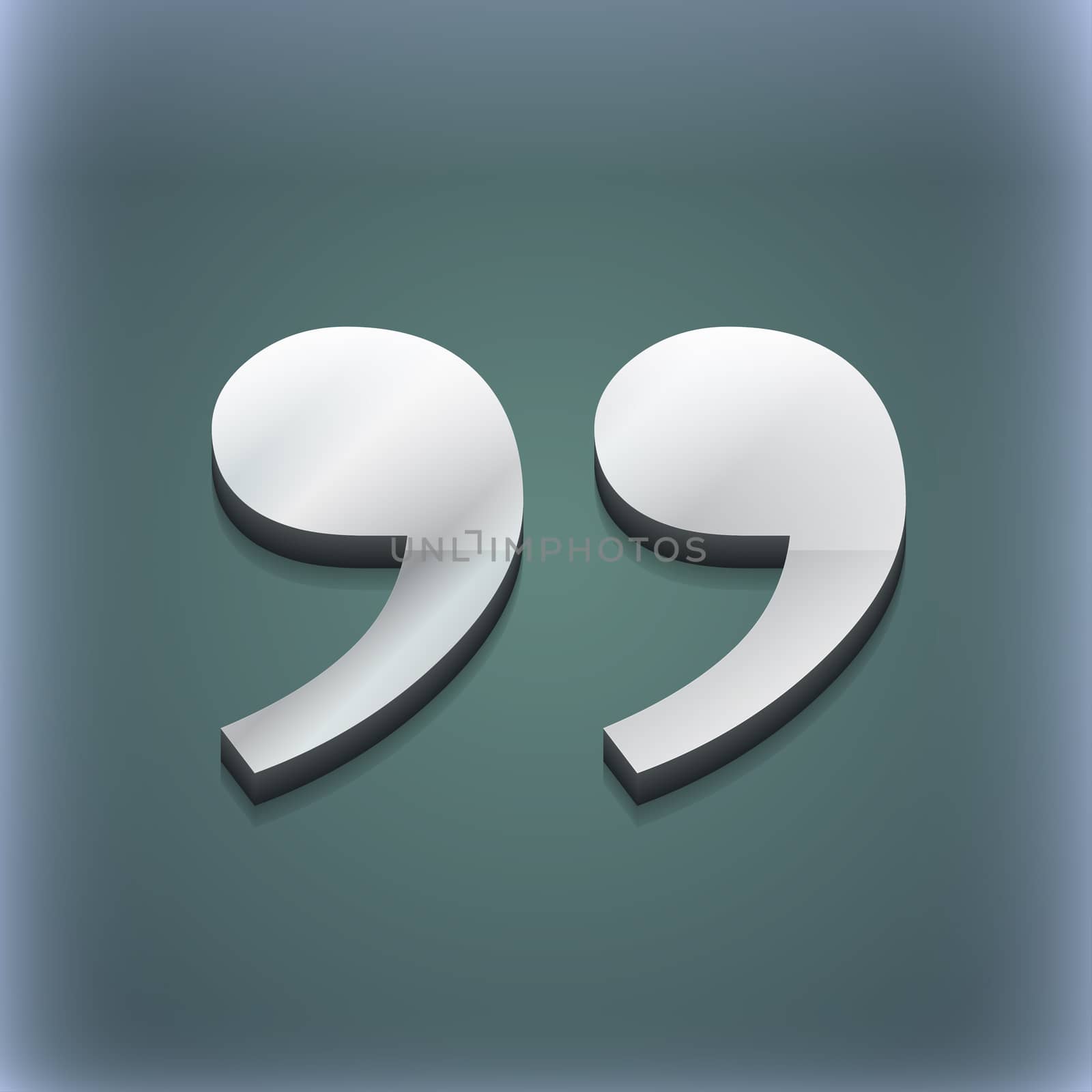 Double quotes at the end of words icon symbol. 3D style. Trendy, modern design with space for your text . Raster by serhii_lohvyniuk