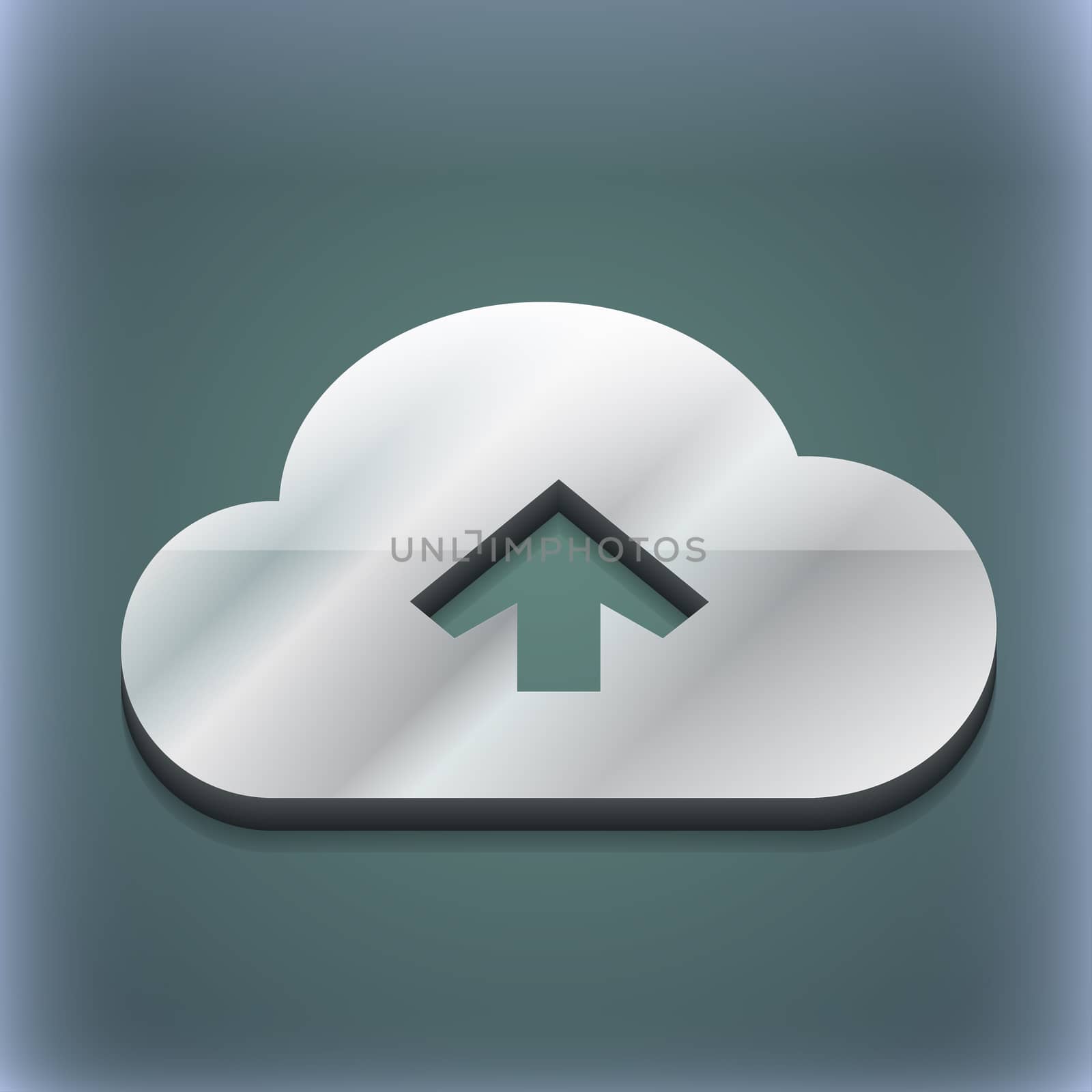 Upload from cloud icon symbol. 3D style. Trendy, modern design with space for your text illustration. Raster version