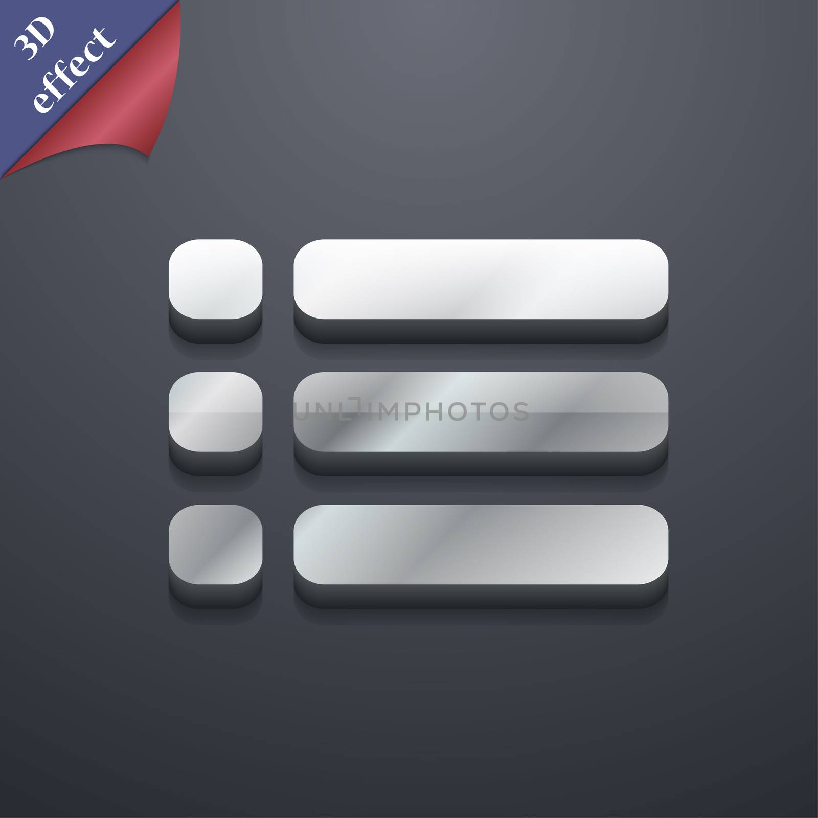 List menu, Content view options icon symbol. 3D style. Trendy, modern design with space for your text . Rastrized by serhii_lohvyniuk