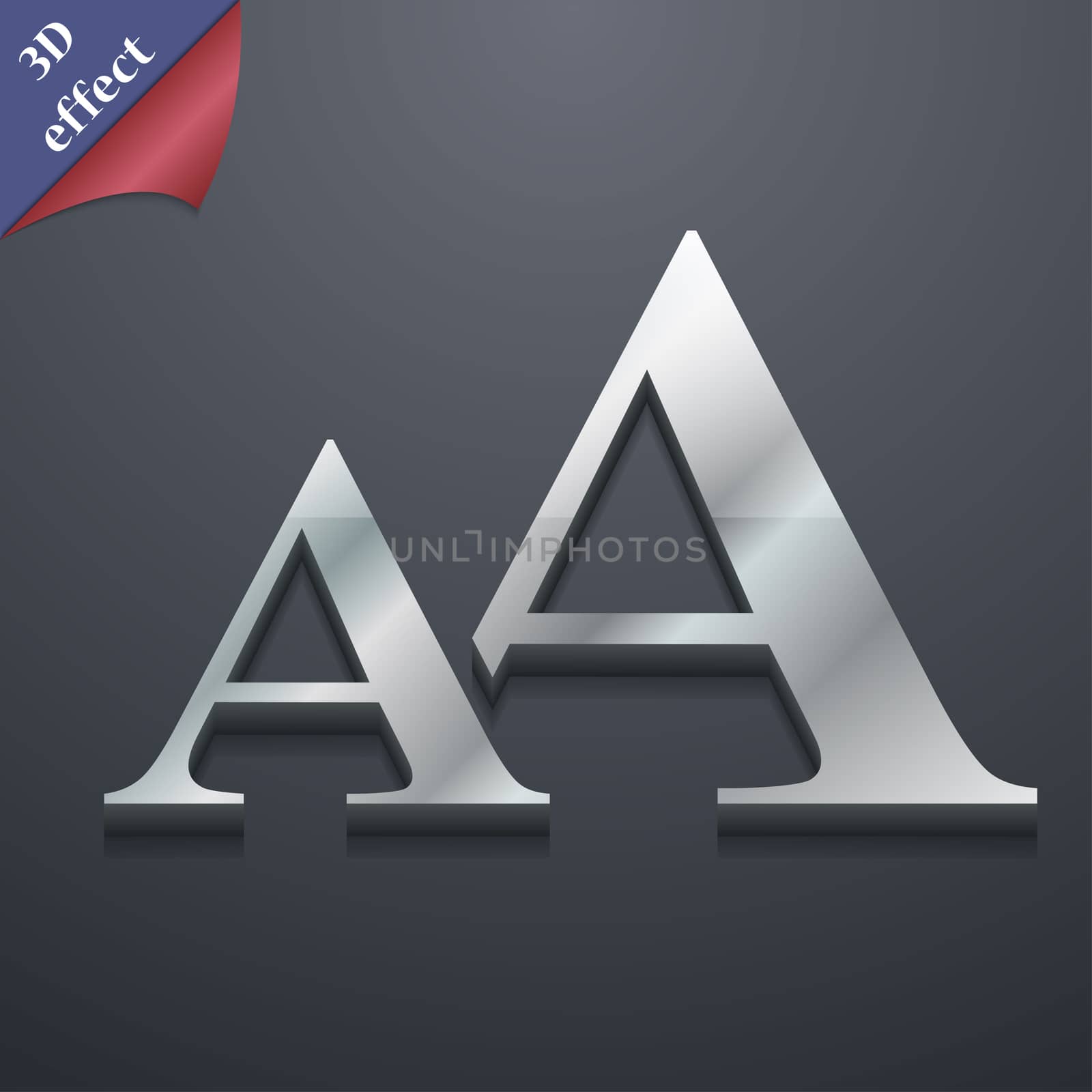 Enlarge font, AA icon symbol. 3D style. Trendy, modern design with space for your text . Rastrized by serhii_lohvyniuk