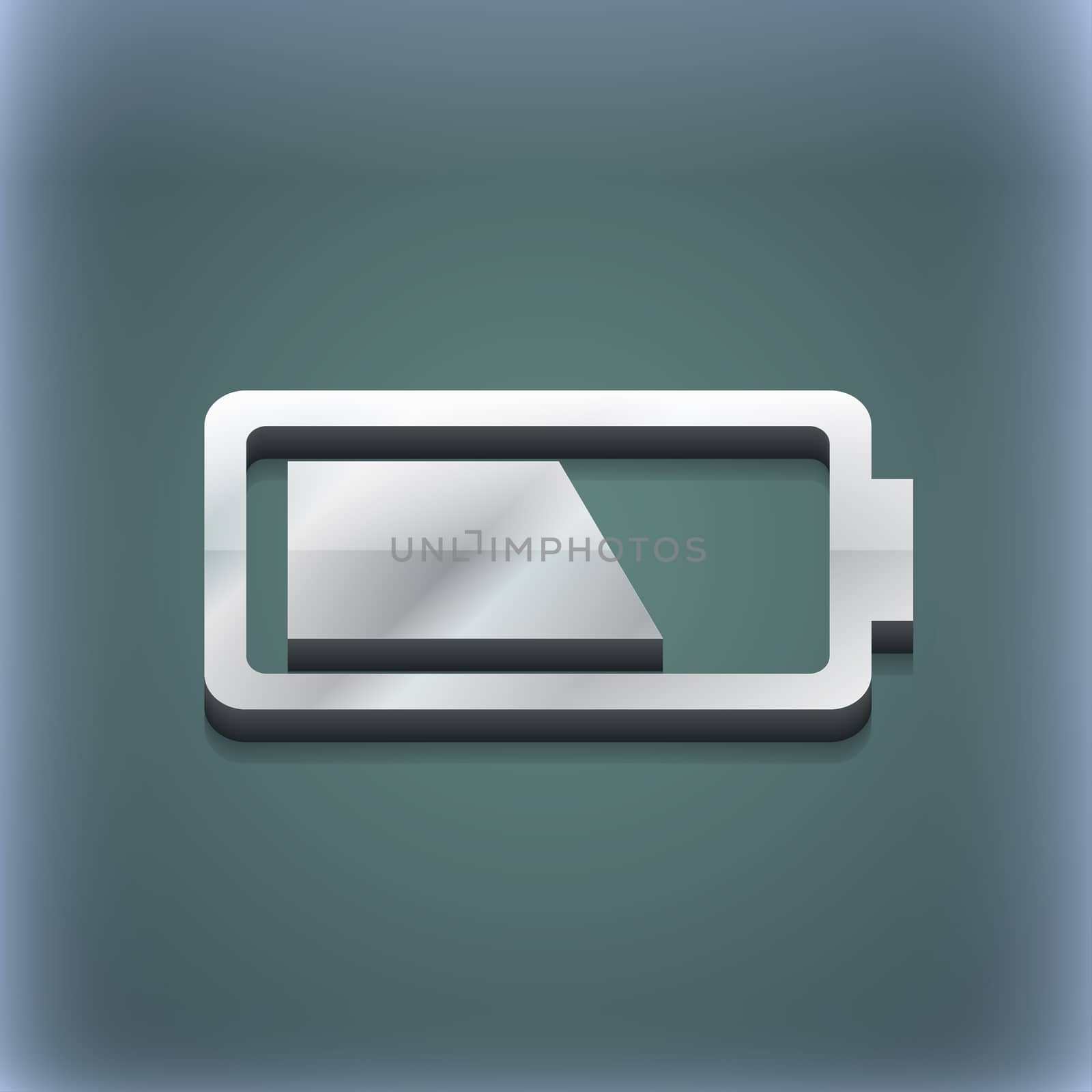 Battery half level icon symbol. 3D style. Trendy, modern design with space for your text illustration. Raster version