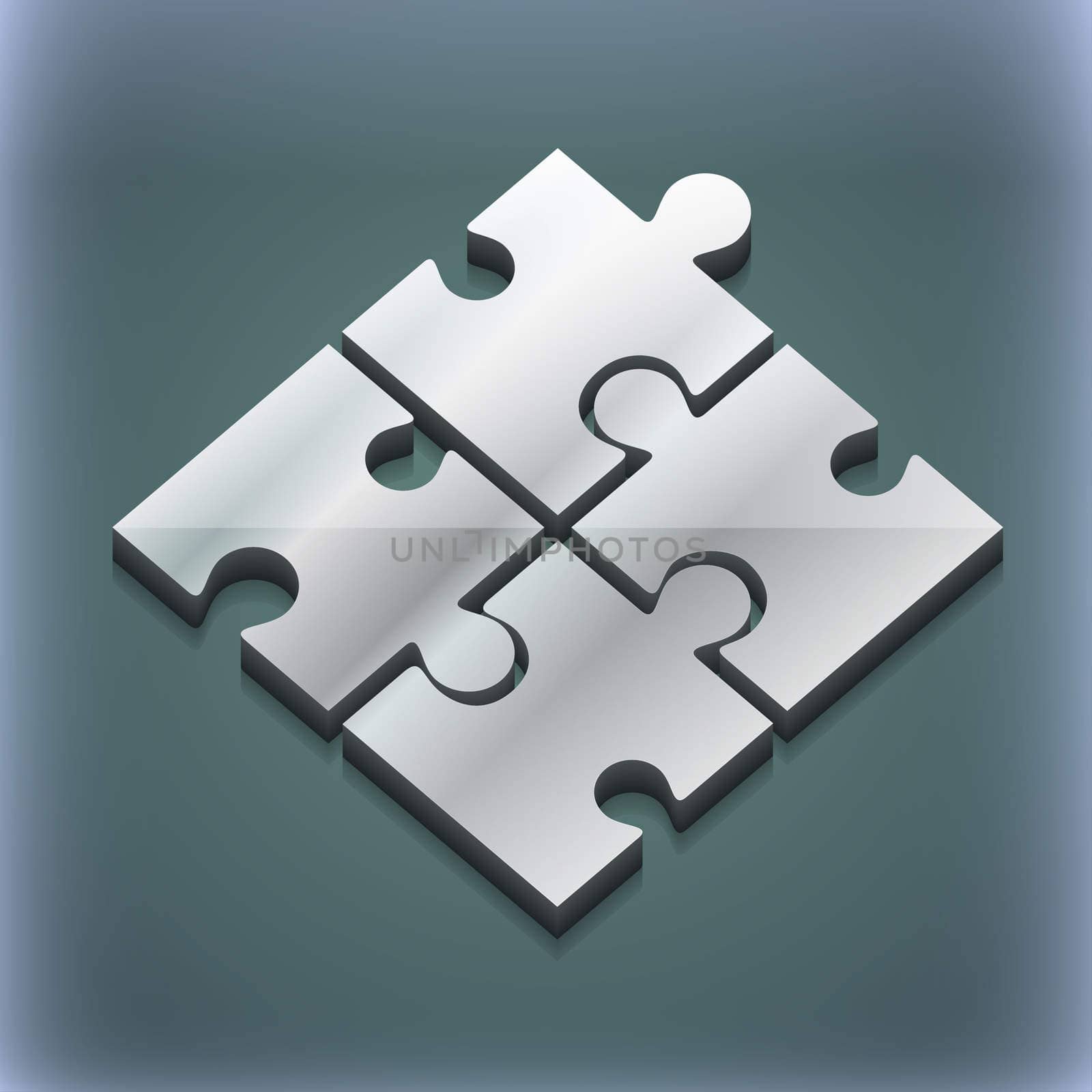 Puzzle piece icon symbol. 3D style. Trendy, modern design with space for your text illustration. Raster version