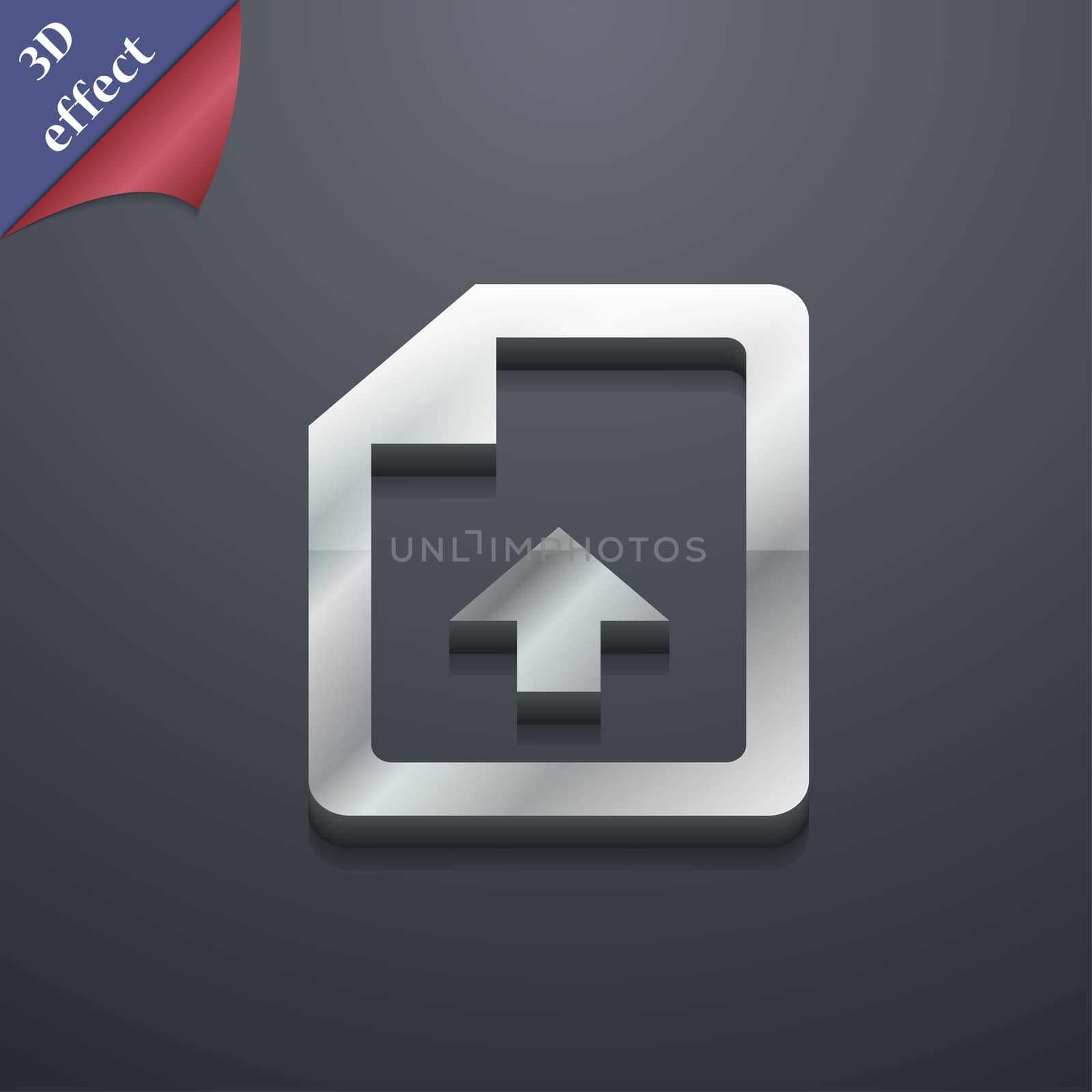 Export, Upload file icon symbol. 3D style. Trendy, modern design with space for your text illustration. Rastrized copy