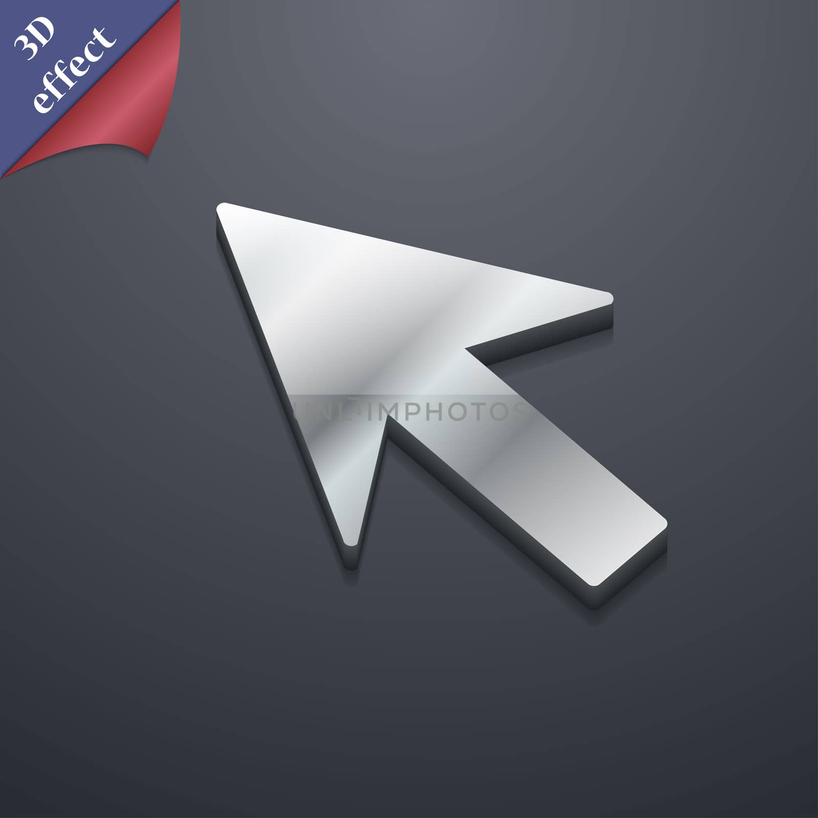 Cursor, arrow icon symbol. 3D style. Trendy, modern design with space for your text illustration. Rastrized copy