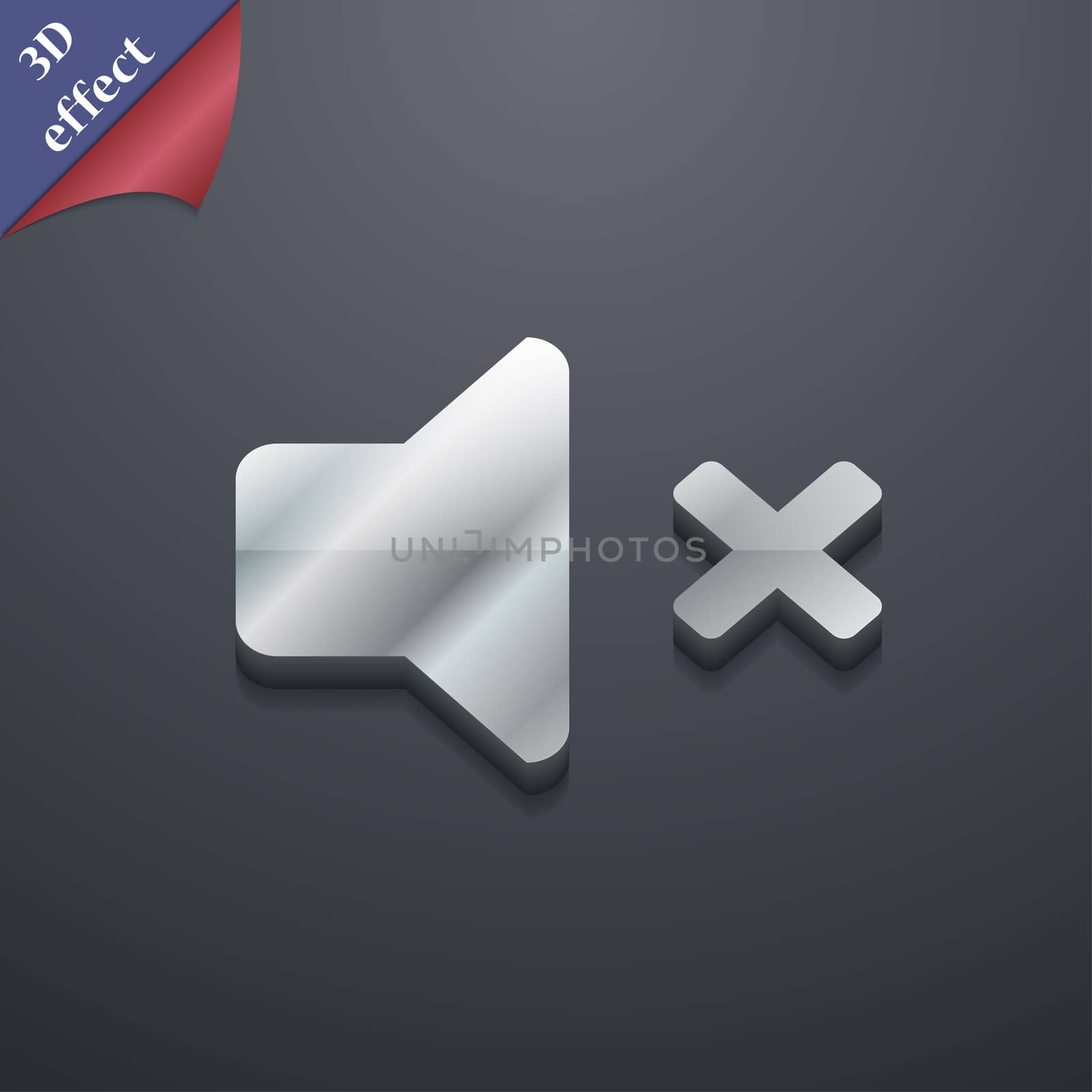 Mute speaker , Sound icon symbol. 3D style. Trendy, modern design with space for your text . Rastrized by serhii_lohvyniuk