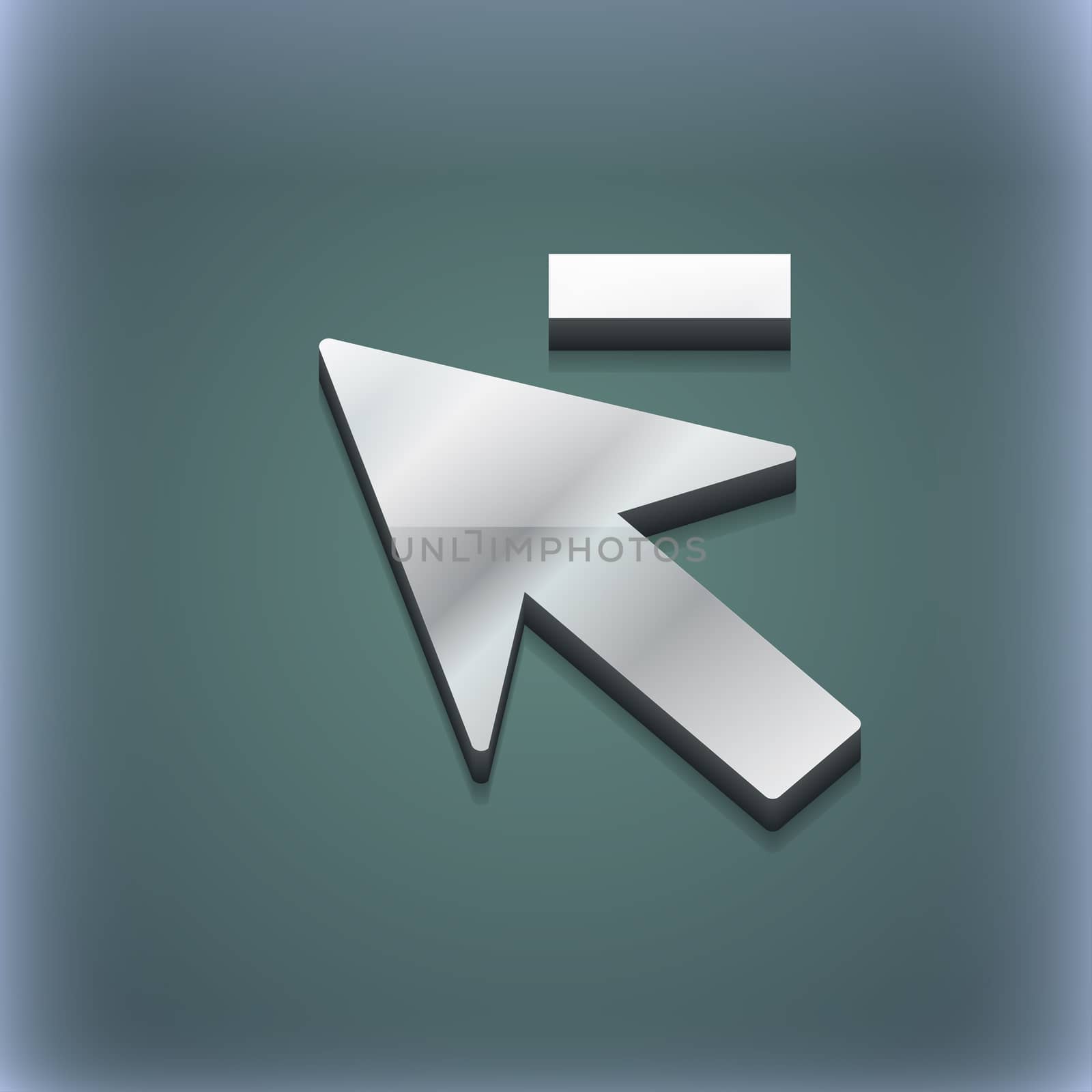 Cursor, arrow minus icon symbol. 3D style. Trendy, modern design with space for your text . Raster by serhii_lohvyniuk