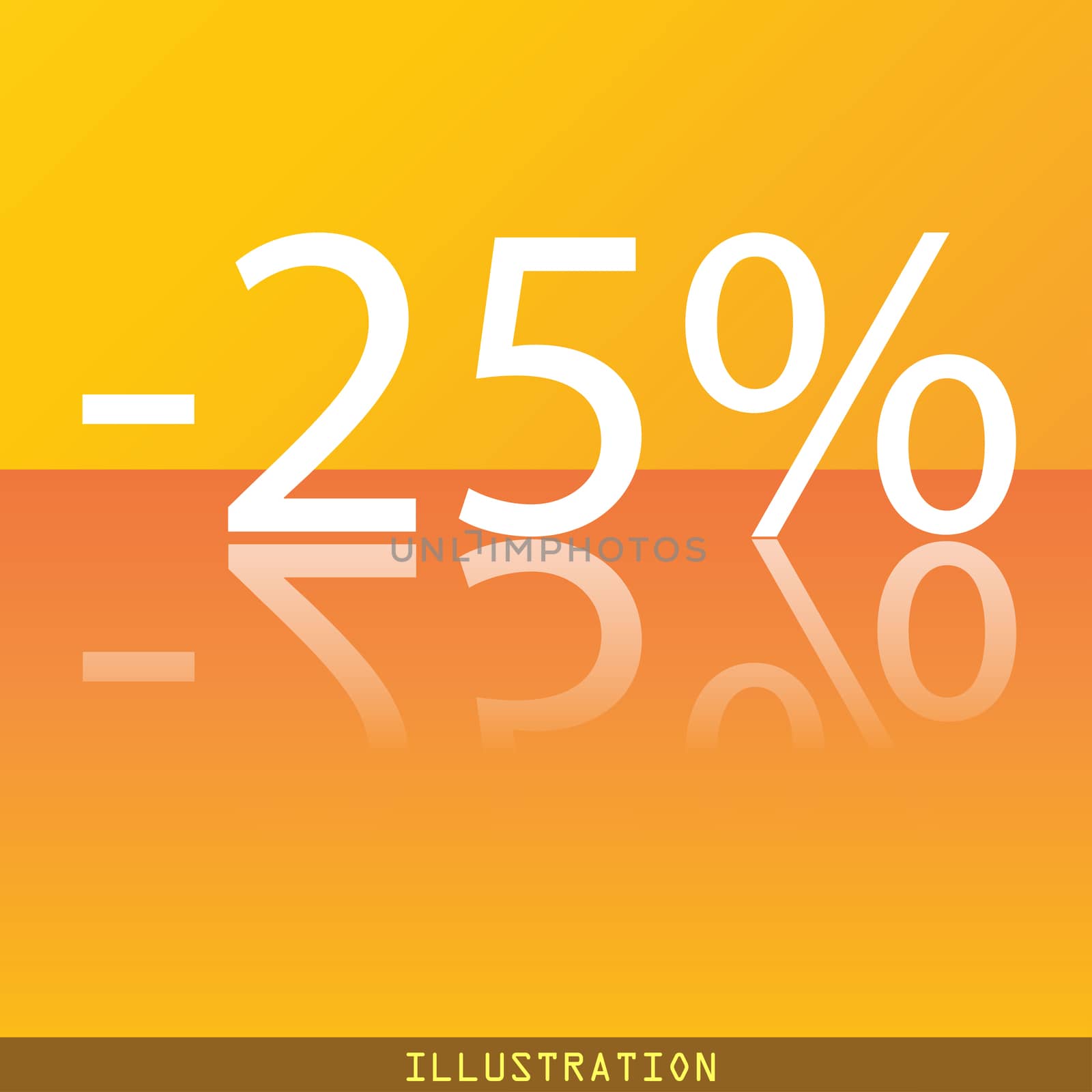 25 percent discount icon symbol Flat modern web design with reflection and space for your text. illustration. Raster version