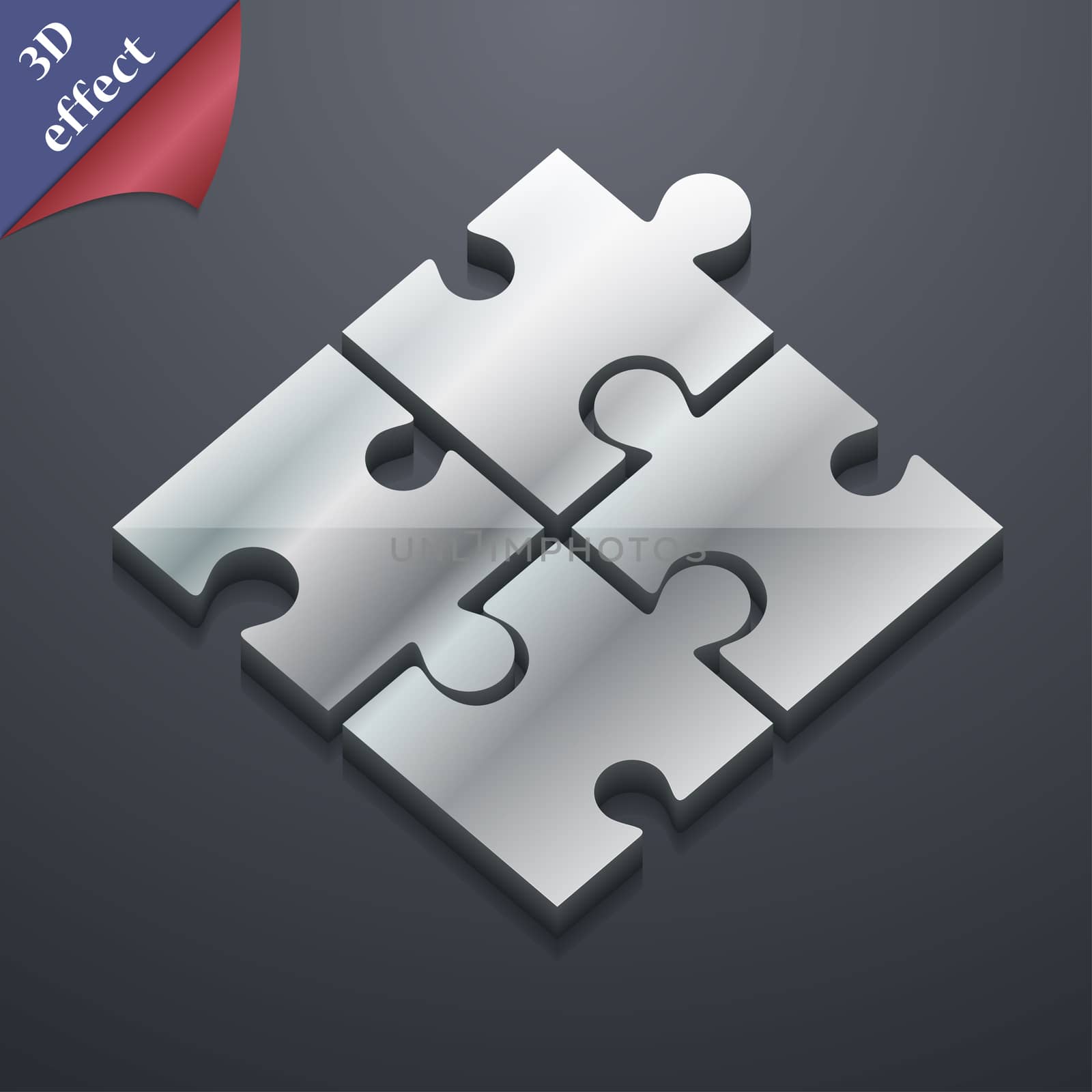 Puzzle piece icon symbol. 3D style. Trendy, modern design with space for your text . Rastrized by serhii_lohvyniuk