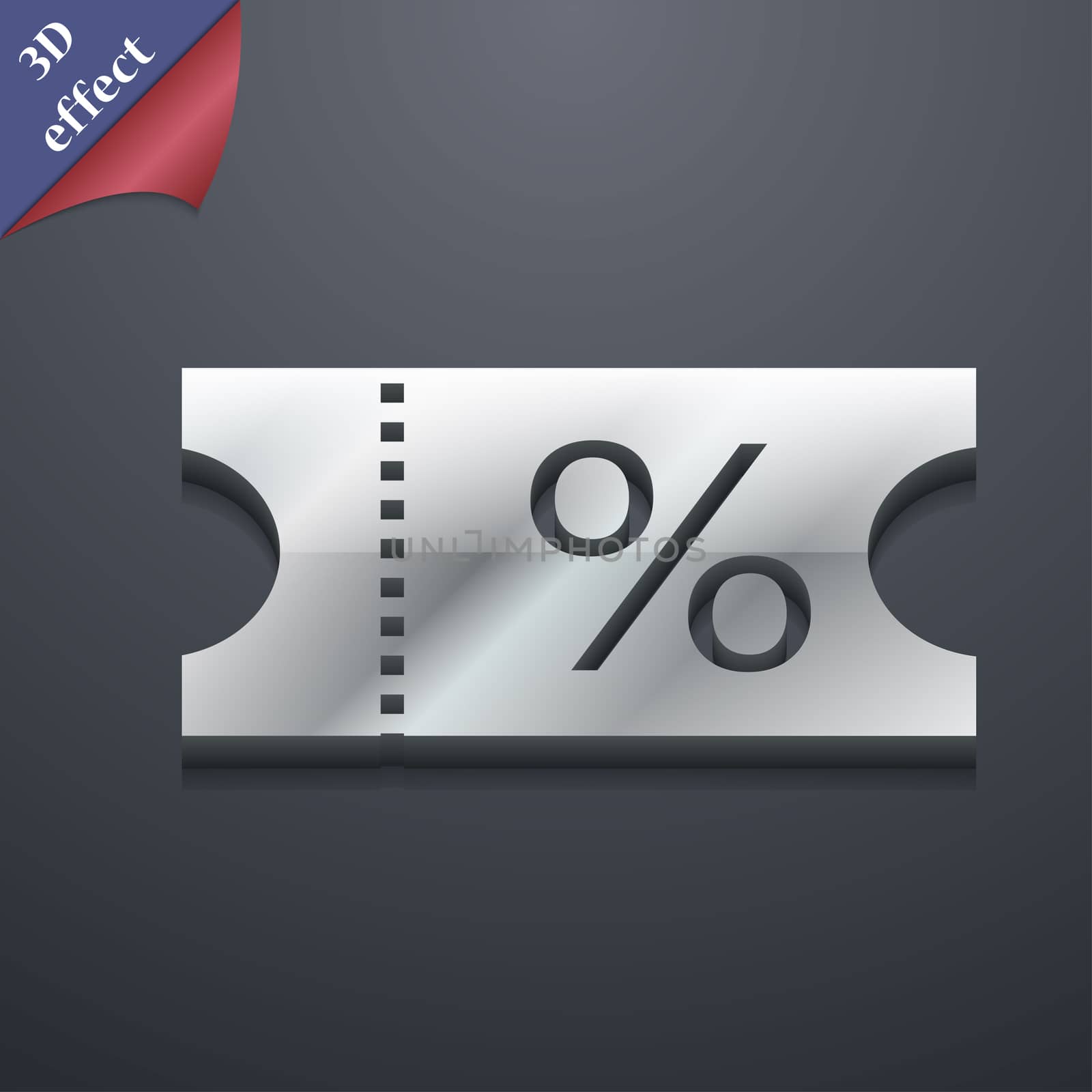 ticket discount icon symbol. 3D style. Trendy, modern design with space for your text illustration. Rastrized copy