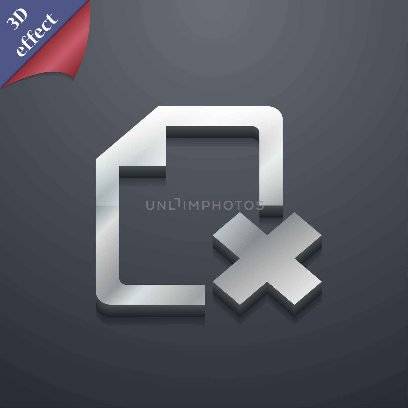 delete File document icon symbol. 3D style. Trendy, modern design with space for your text . Rastrized by serhii_lohvyniuk