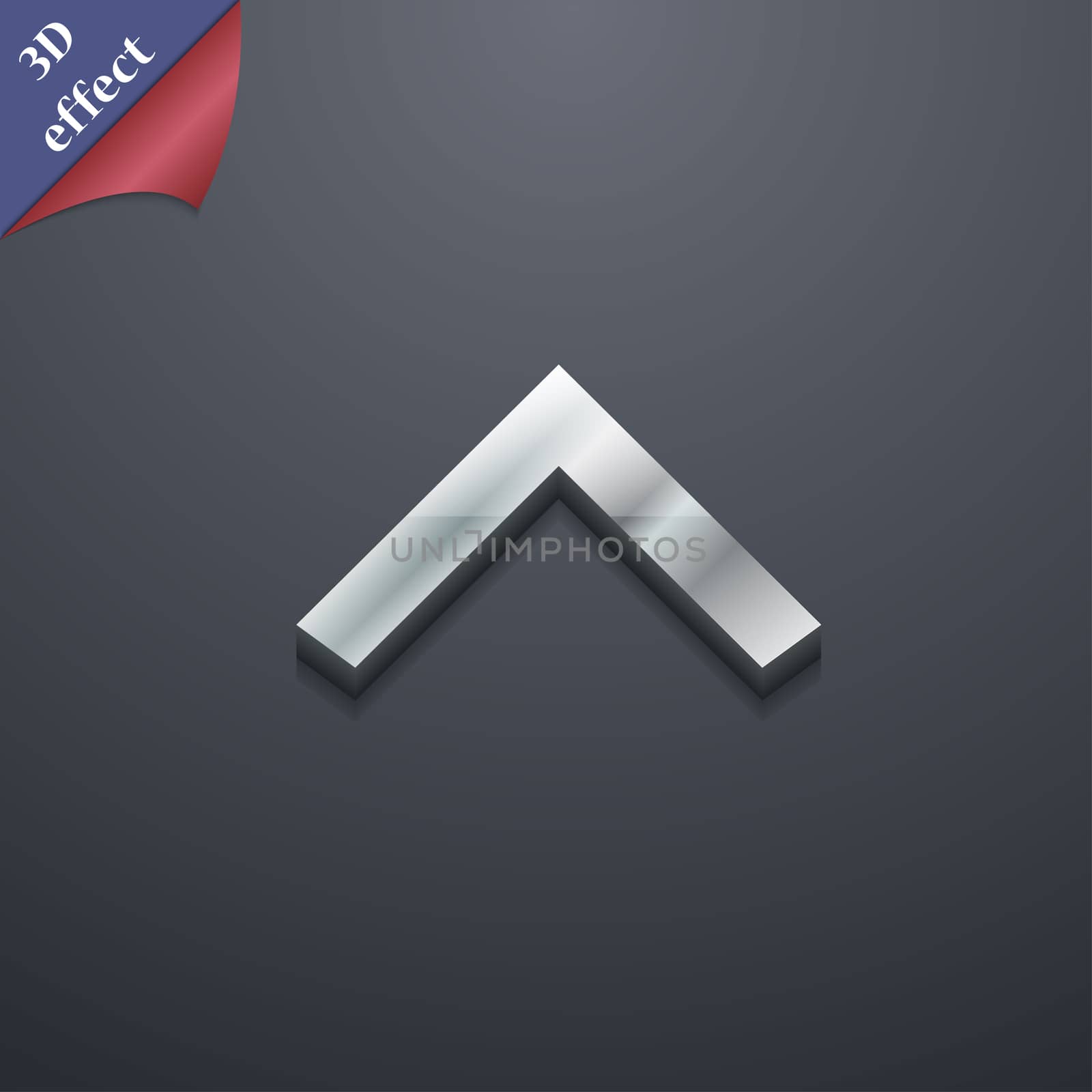 Direction arrow up icon symbol. 3D style. Trendy, modern design with space for your text illustration. Rastrized copy