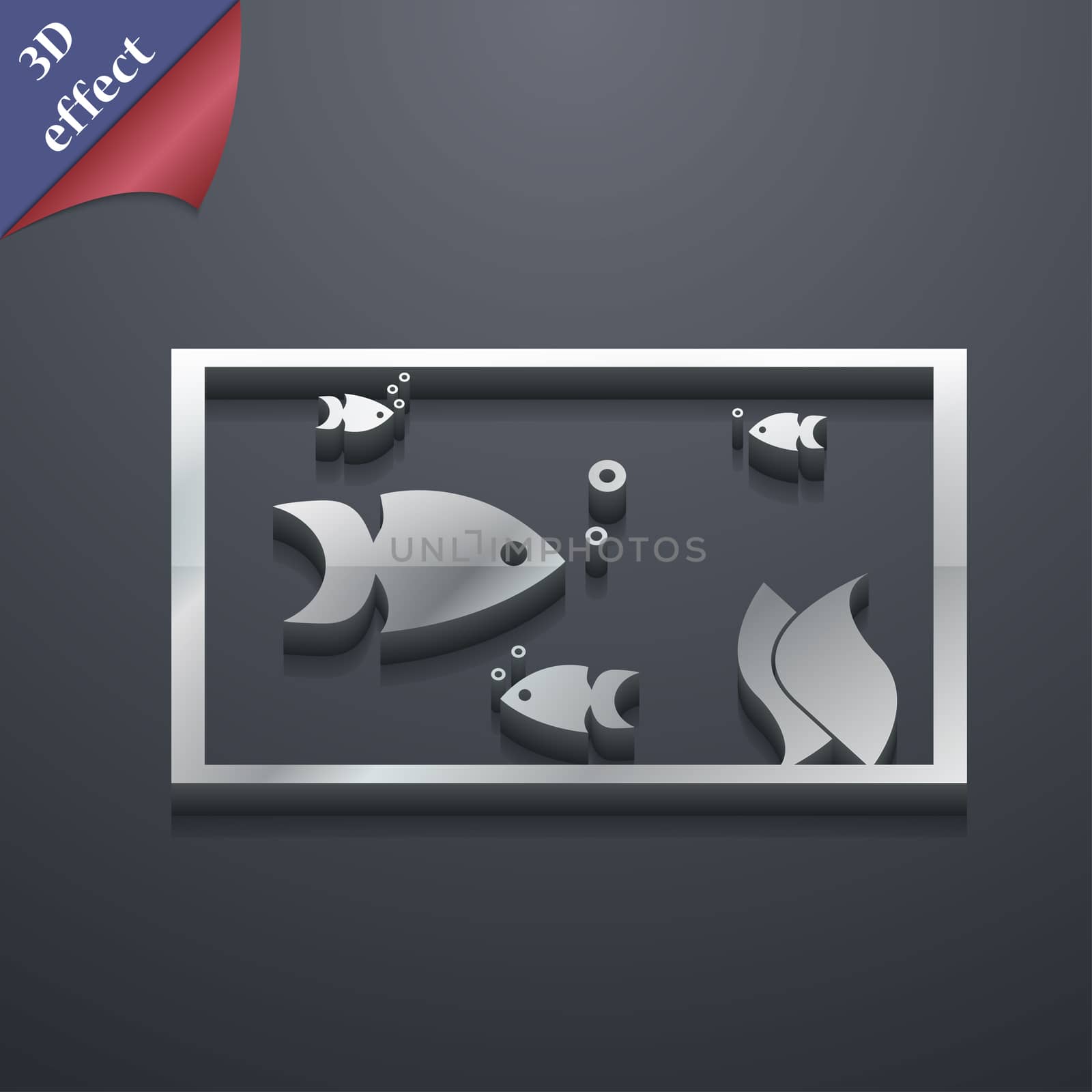 Aquarium, Fish in water icon symbol. 3D style. Trendy, modern design with space for your text illustration. Rastrized copy