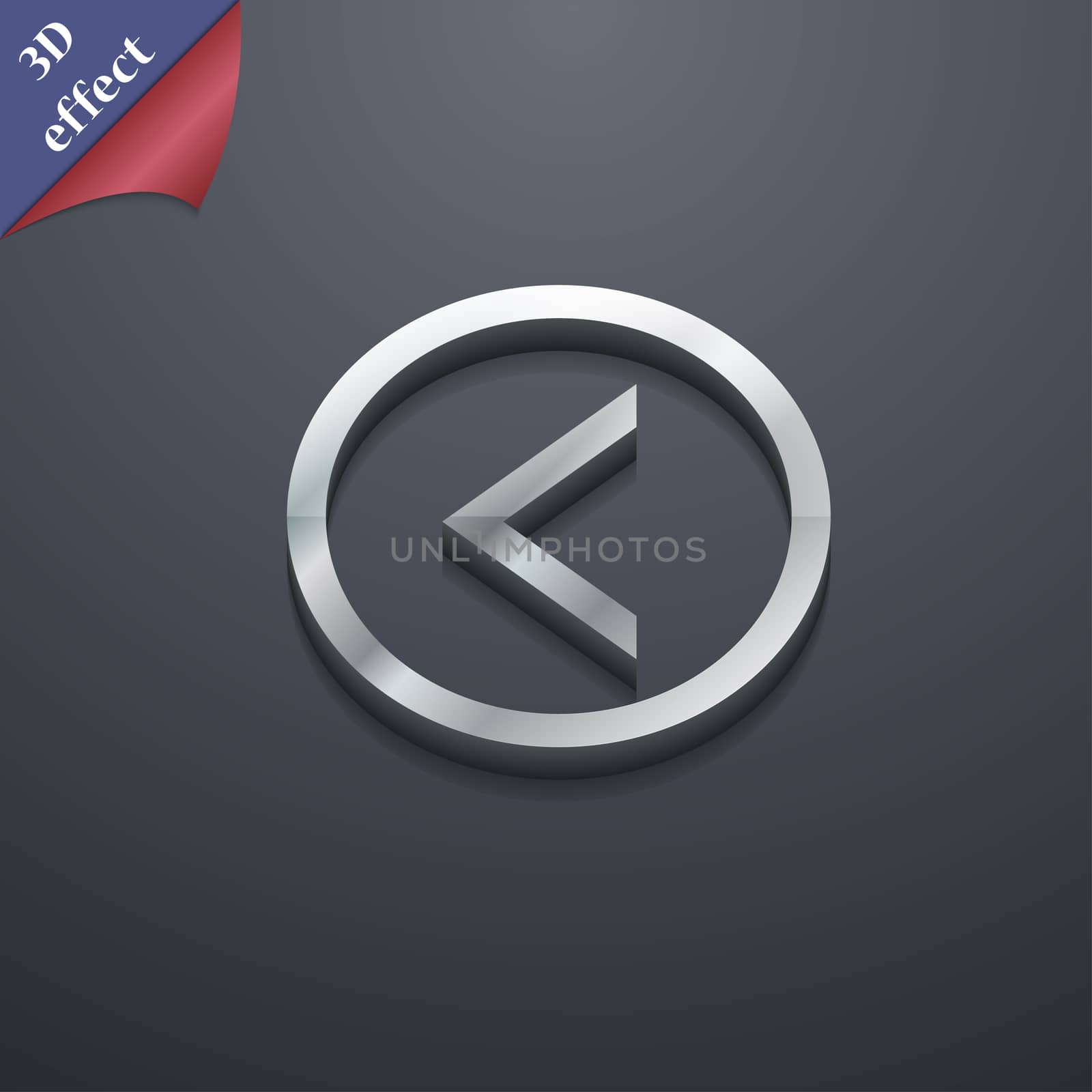 Arrow left, Way out icon symbol. 3D style. Trendy, modern design with space for your text illustration. Rastrized copy