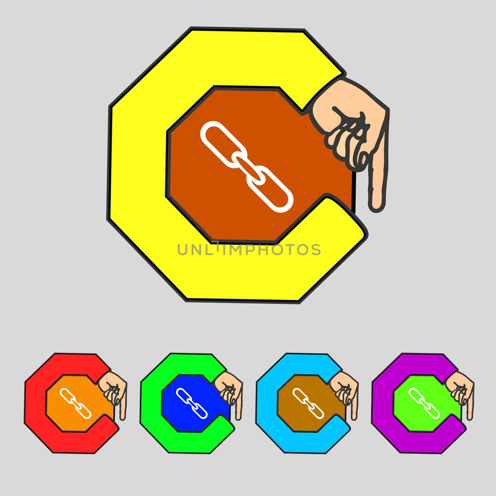 Link sign icon. Hyperlink chain symbol. Set colourful buttons.  by serhii_lohvyniuk