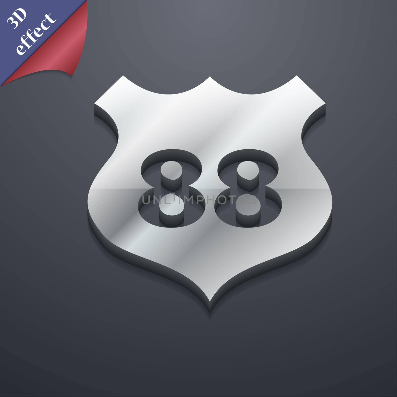 Route 88 highway icon symbol. 3D style. Trendy, modern design with space for your text . Rastrized by serhii_lohvyniuk