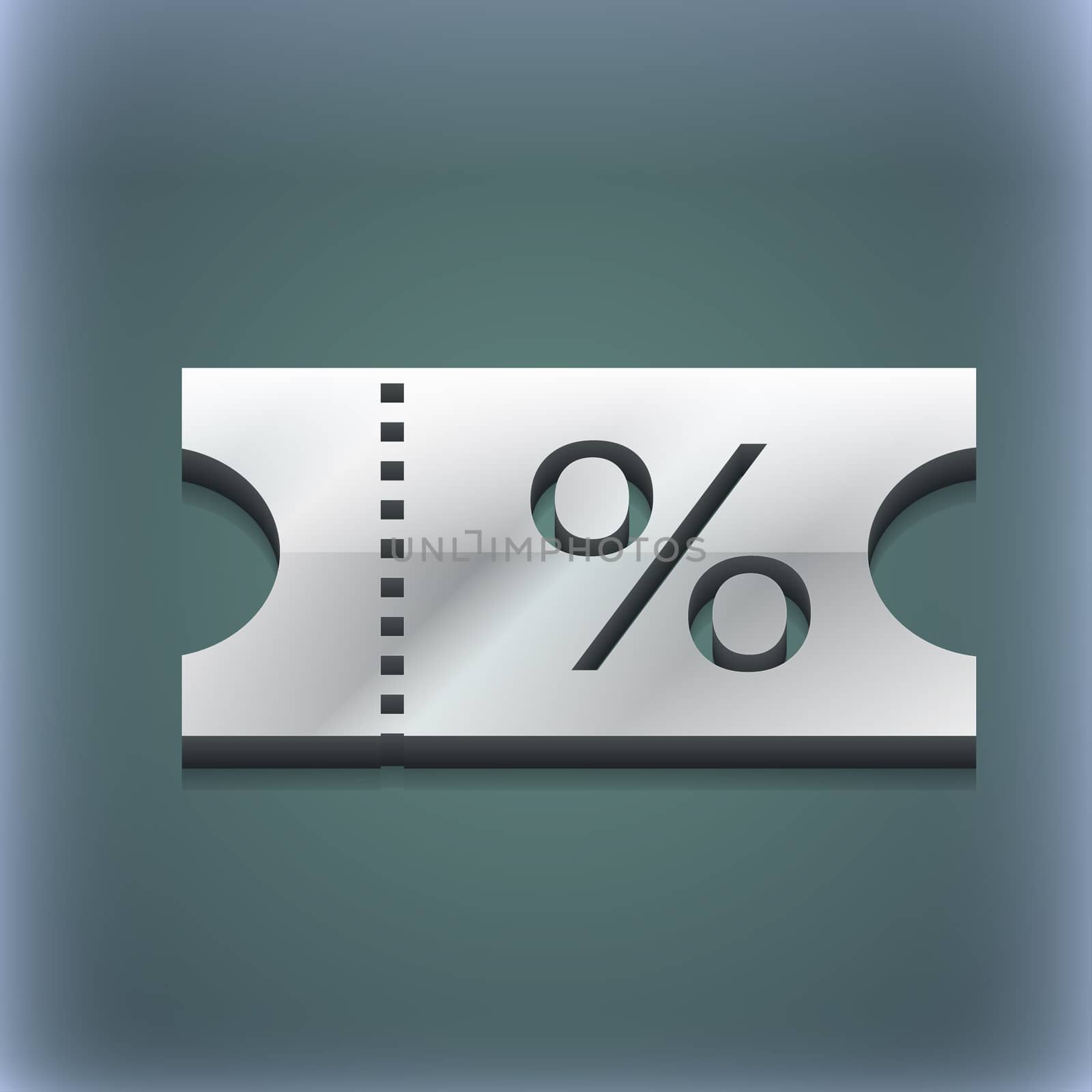 ticket discount icon symbol. 3D style. Trendy, modern design with space for your text illustration. Raster version