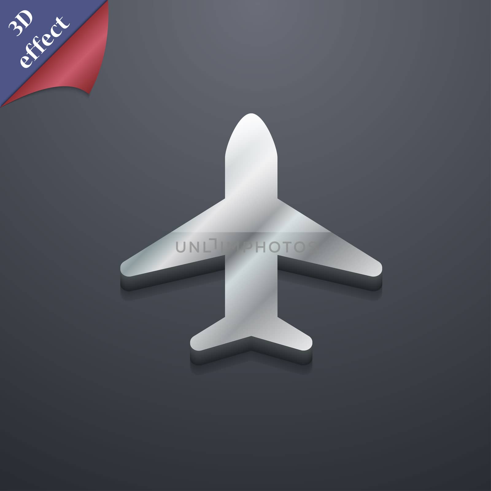 Airplane, Plane, Travel, Flight icon symbol. 3D style. Trendy, modern design with space for your text . Rastrized by serhii_lohvyniuk