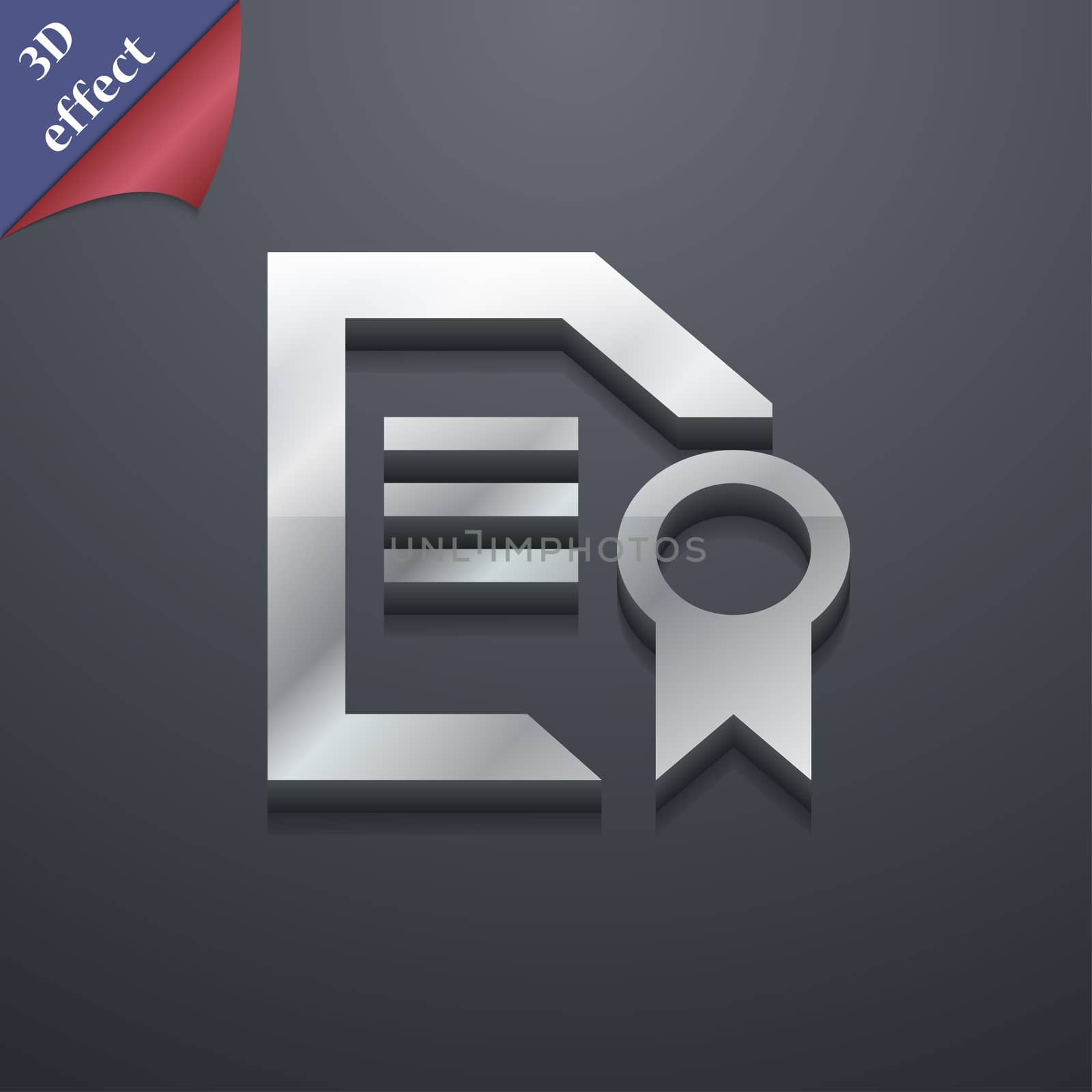 Award File document icon symbol. 3D style. Trendy, modern design with space for your text illustration. Rastrized copy