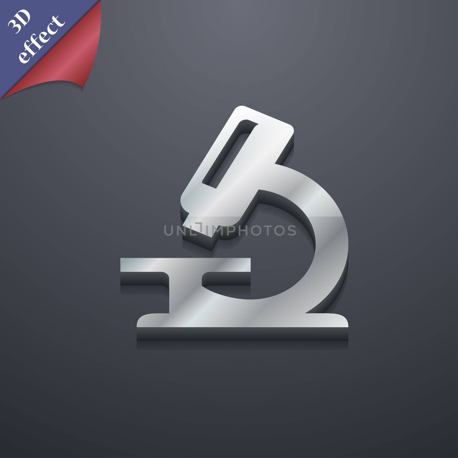 microscope icon symbol. 3D style. Trendy, modern design with space for your text . Rastrized by serhii_lohvyniuk