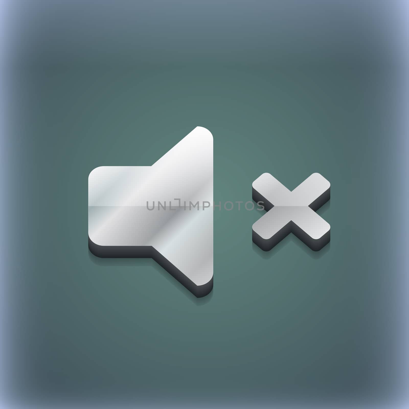 Mute speaker , Sound icon symbol. 3D style. Trendy, modern design with space for your text . Raster by serhii_lohvyniuk