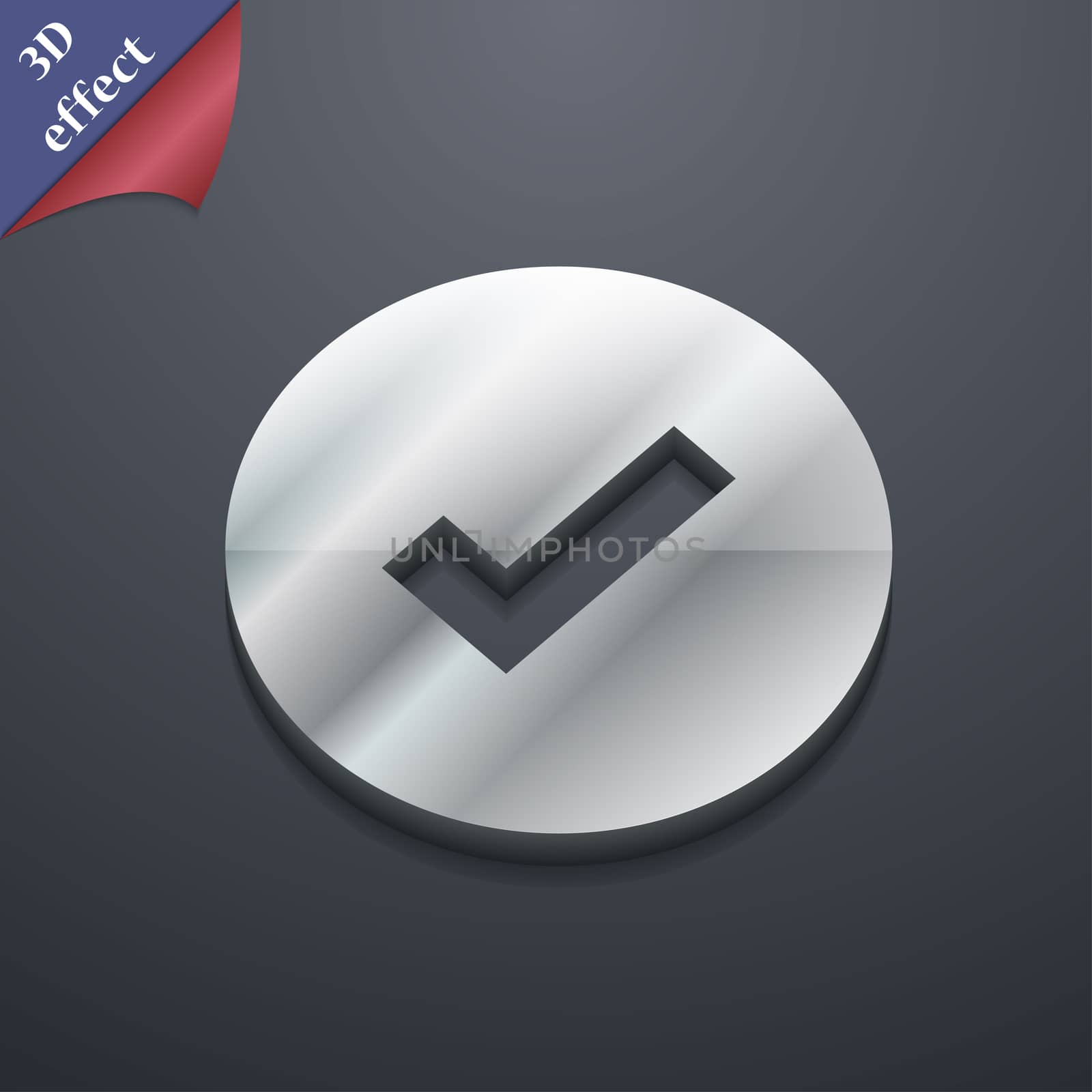 Check mark, tik icon symbol. 3D style. Trendy, modern design with space for your text illustration. Rastrized copy
