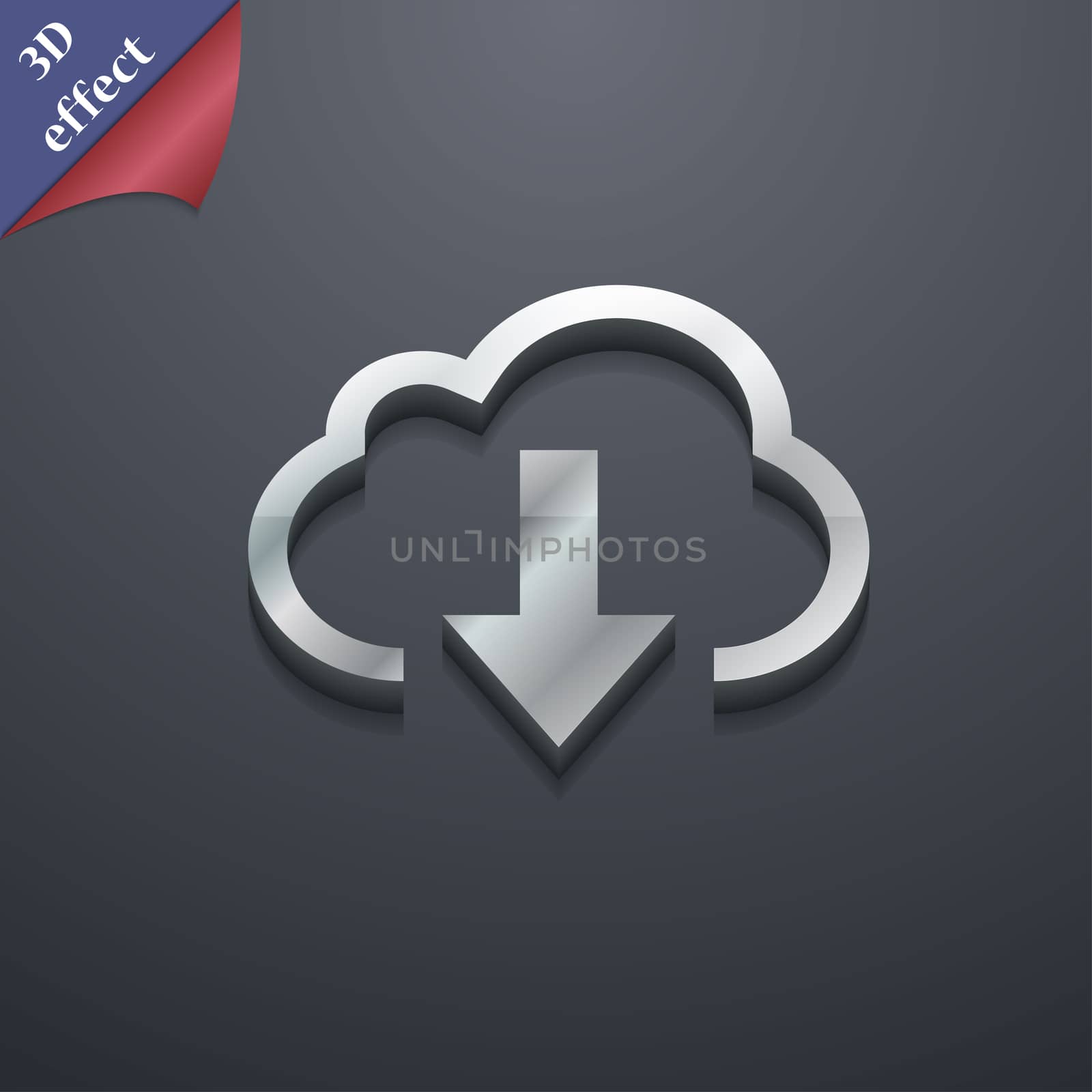 Download from cloud icon symbol. 3D style. Trendy, modern design with space for your text illustration. Rastrized copy