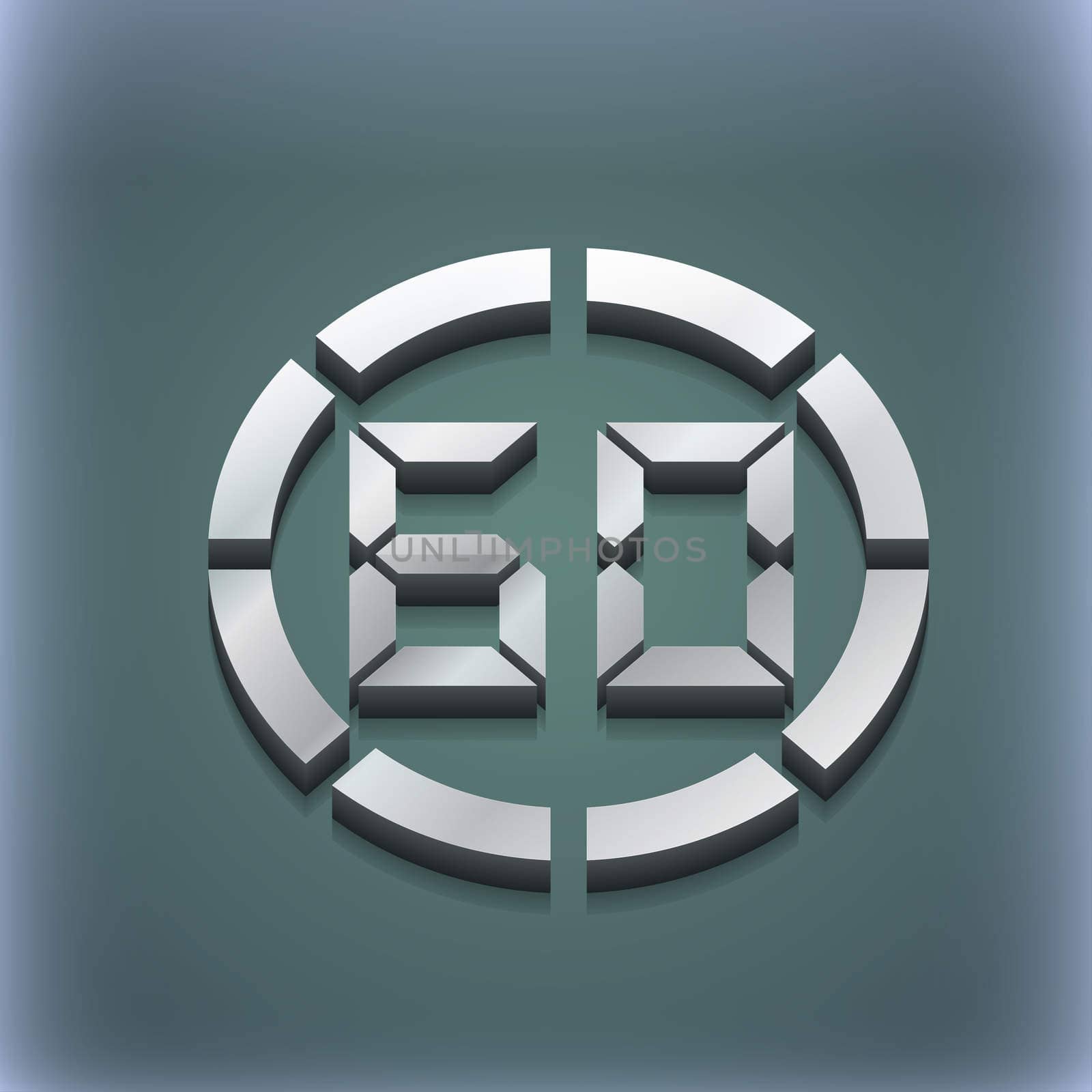 60 second stopwatch icon symbol. 3D style. Trendy, modern design with space for your text . Raster by serhii_lohvyniuk