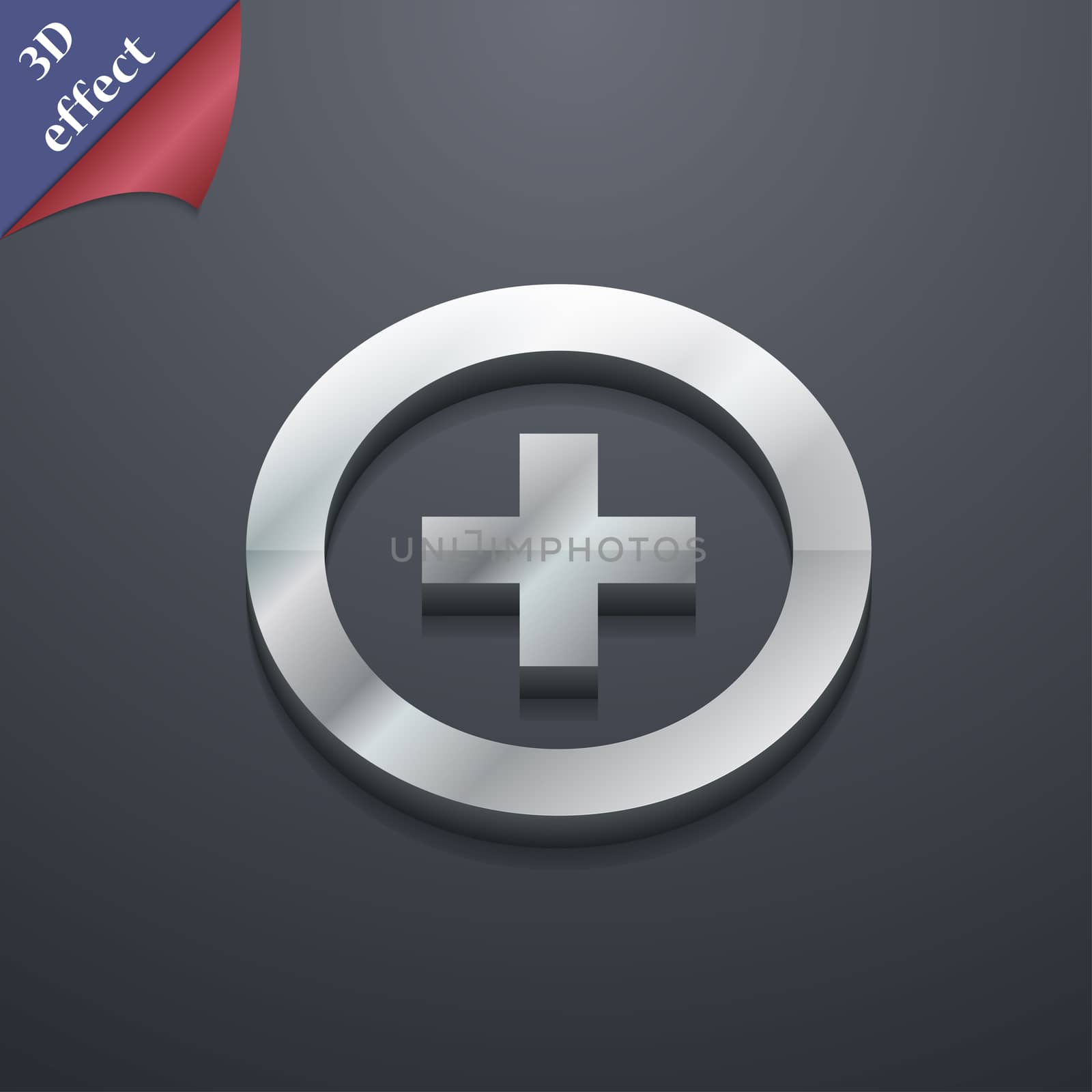 Plus, Positive icon symbol. 3D style. Trendy, modern design with space for your text . Rastrized by serhii_lohvyniuk