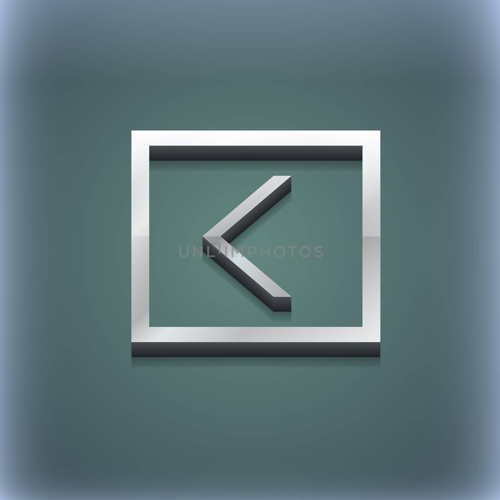 Arrow left, Way out icon symbol. 3D style. Trendy, modern design with space for your text . Raster by serhii_lohvyniuk