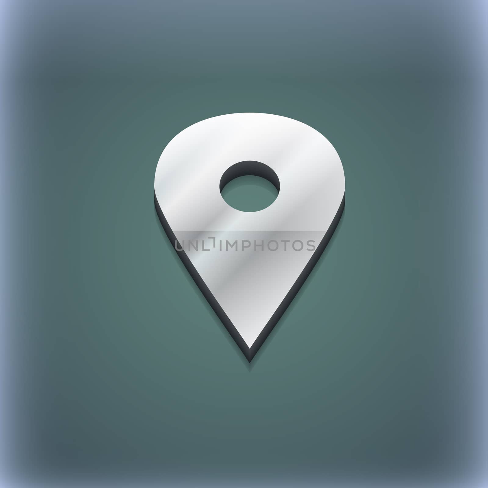 Map pointer, GPS location icon symbol. 3D style. Trendy, modern design with space for your text . Raster by serhii_lohvyniuk